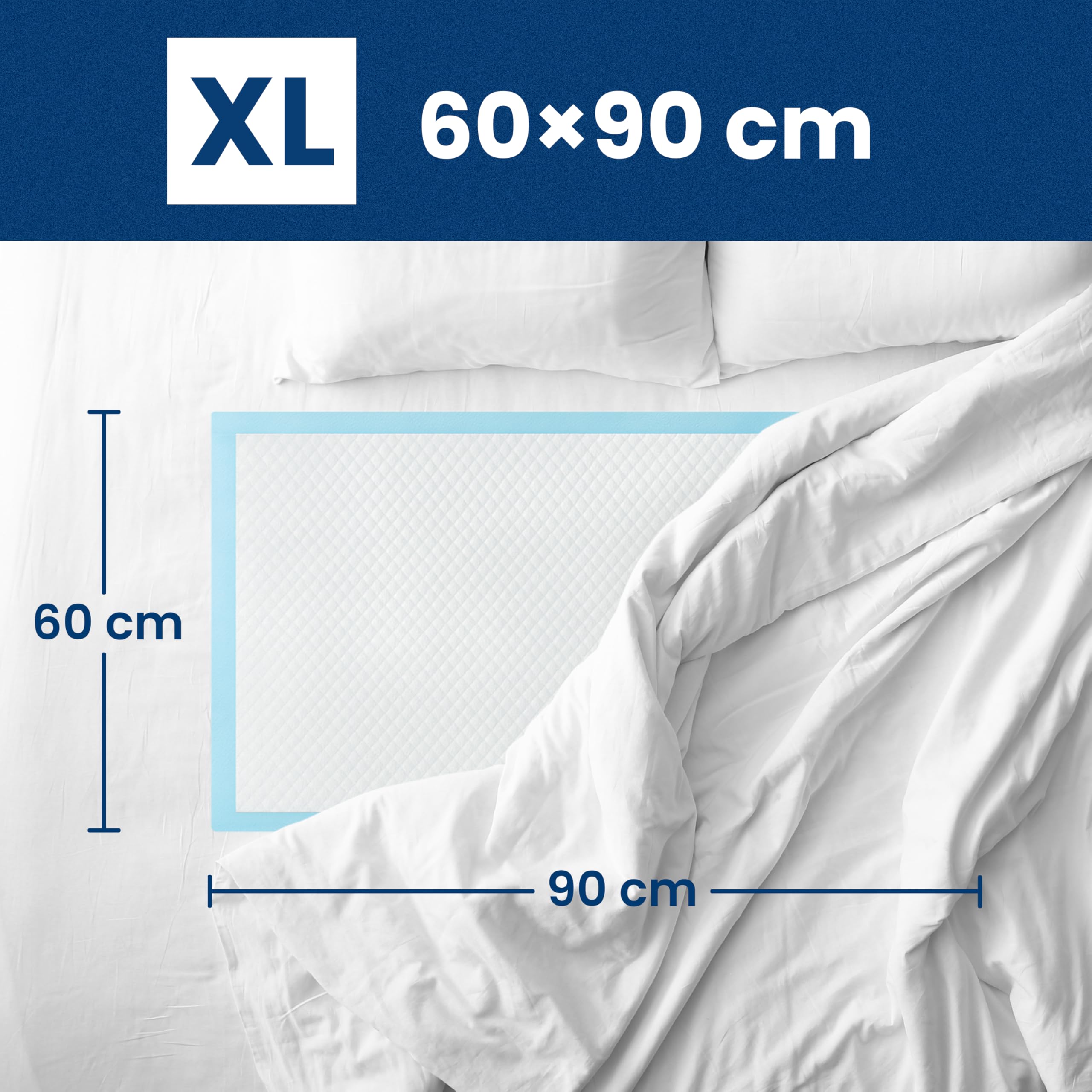 Alèses d’Incontinence jetables 50 pièces – Format XL 60 × 90 cm, alèses absorbantes avec Protection Anti-fuites