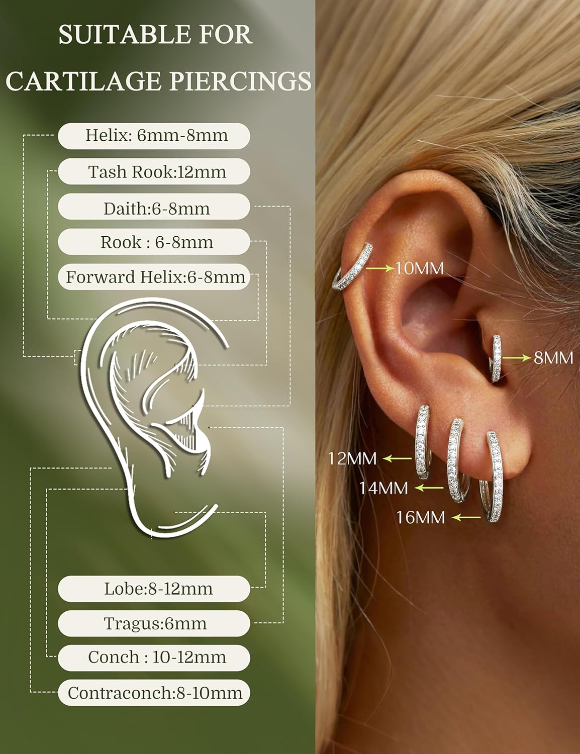 Small Sterling Silver Huggie Hoop Earrings for Women Hypoallergenic 14K Gold Plated Cartilage Earring Stacks Cute Dainty Lightweight Huggie Hoops Earring Sets for Multiple Piercing Trendy Jewelry Gift - Image 6