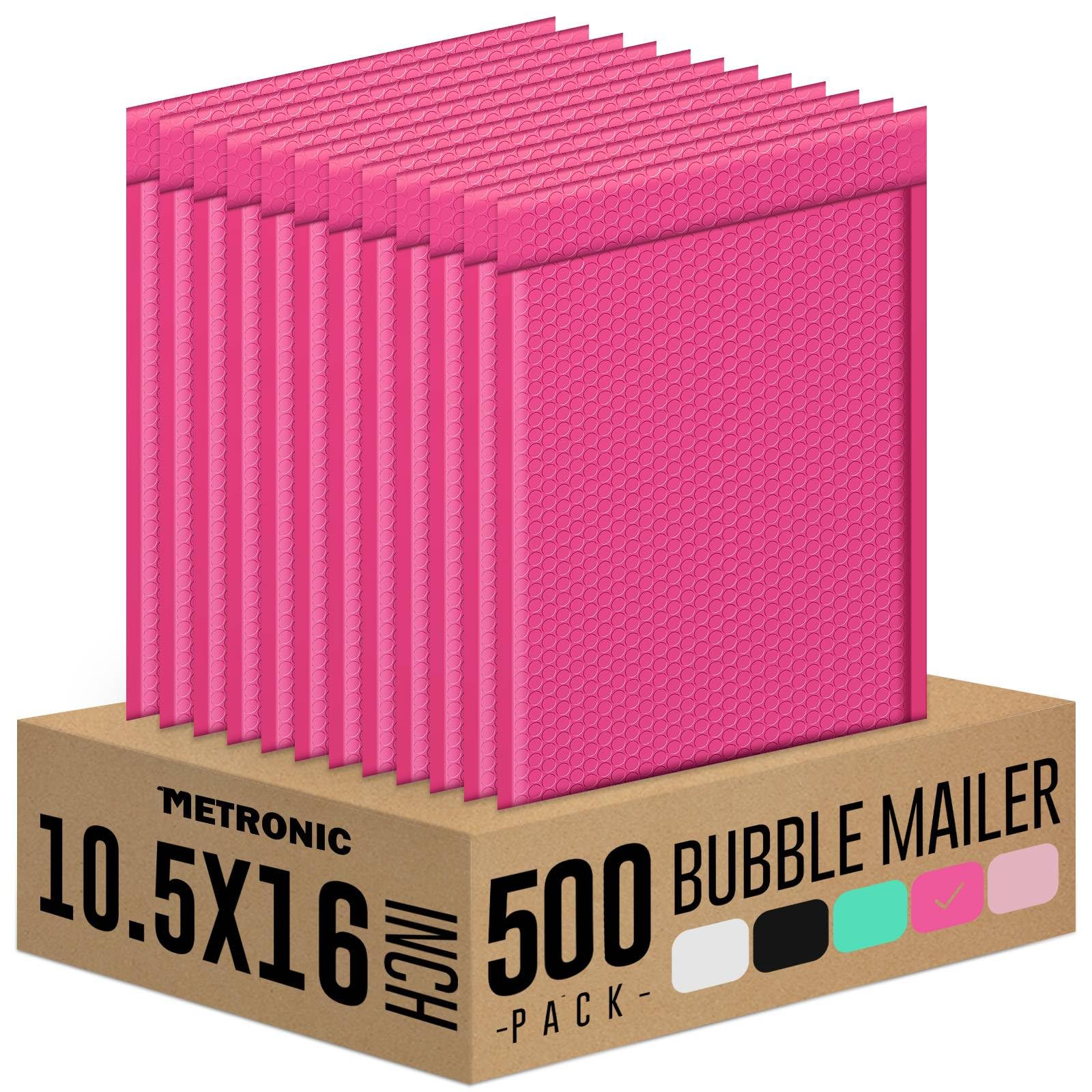 Metronic Bubble Mailers 10.5x16 Inch 500 Pack Large Bubble Mailers Pink