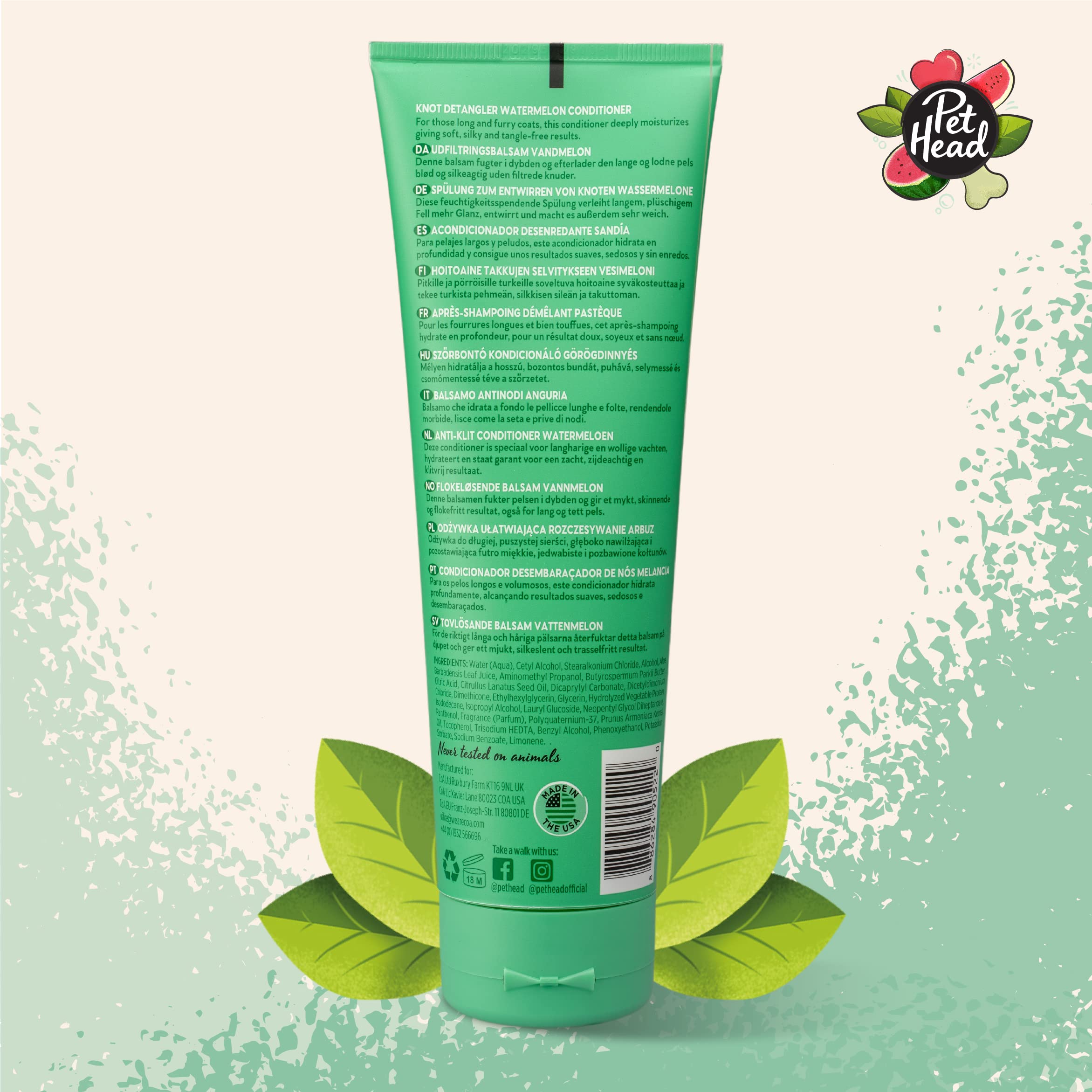 Pet Head Balsamo Furtastic per cani dal Pelo Riccio e Lungo | Profumo di anguria | Idrata e districa il pelo| Ingredienti naturali e Vegani | Formula delicata per cuccioli | 250ml