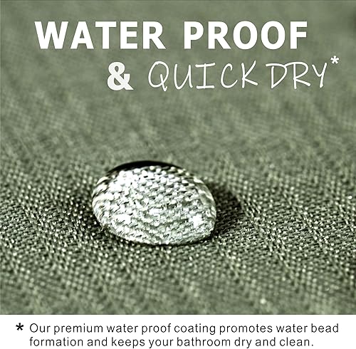 Miniatura 3 de Cortina de ducha de tela verde salvia cortinas de ducha de poliéster con textura repelente al agua, lavables y ligeras para baño, forro de cortina