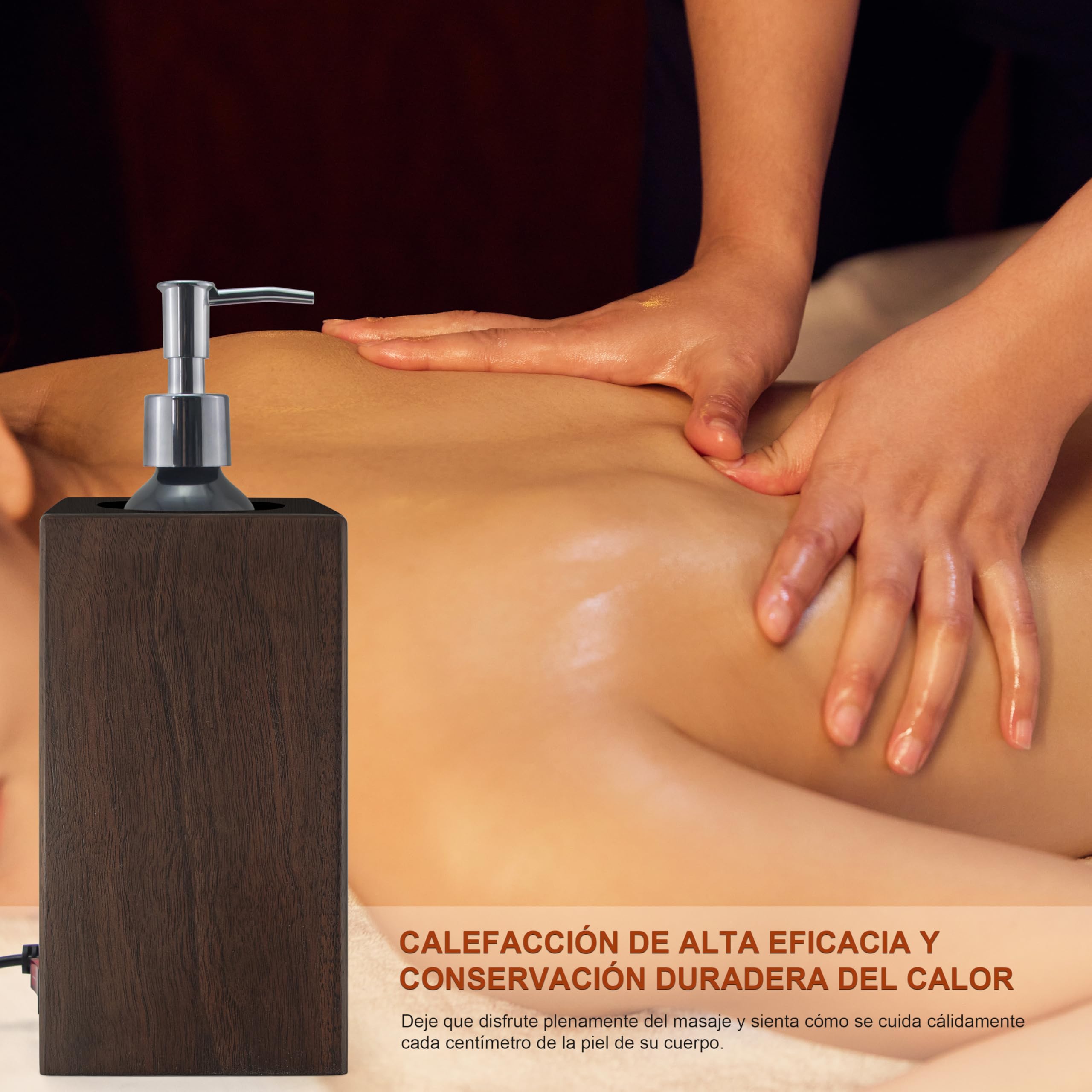 Calentador de aceite de masaje Spa en el Salón de belleza calentador de emulsión de nuez de madera maciza calentador de masaje control automático de temperatura 2 botellas metálicas