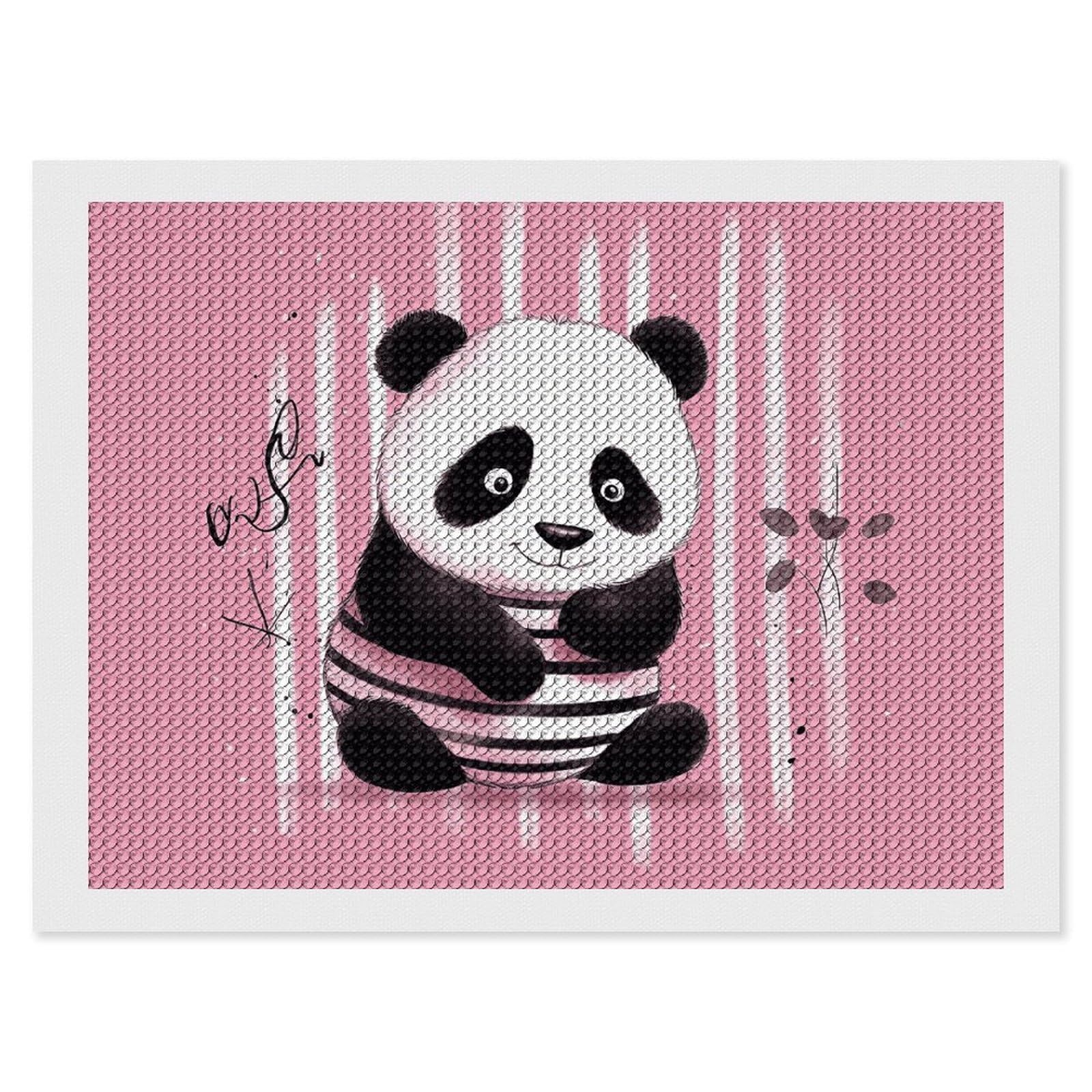 NONHAI Diamond Painting Kits for Adults - DIY Diamond Art Kits for Beginners - Full 5D Paint Drill Diamond Dots Paintings- Striped Panda Diamonds Pictures Gem Art and Craft Wall Decor 12"x16"