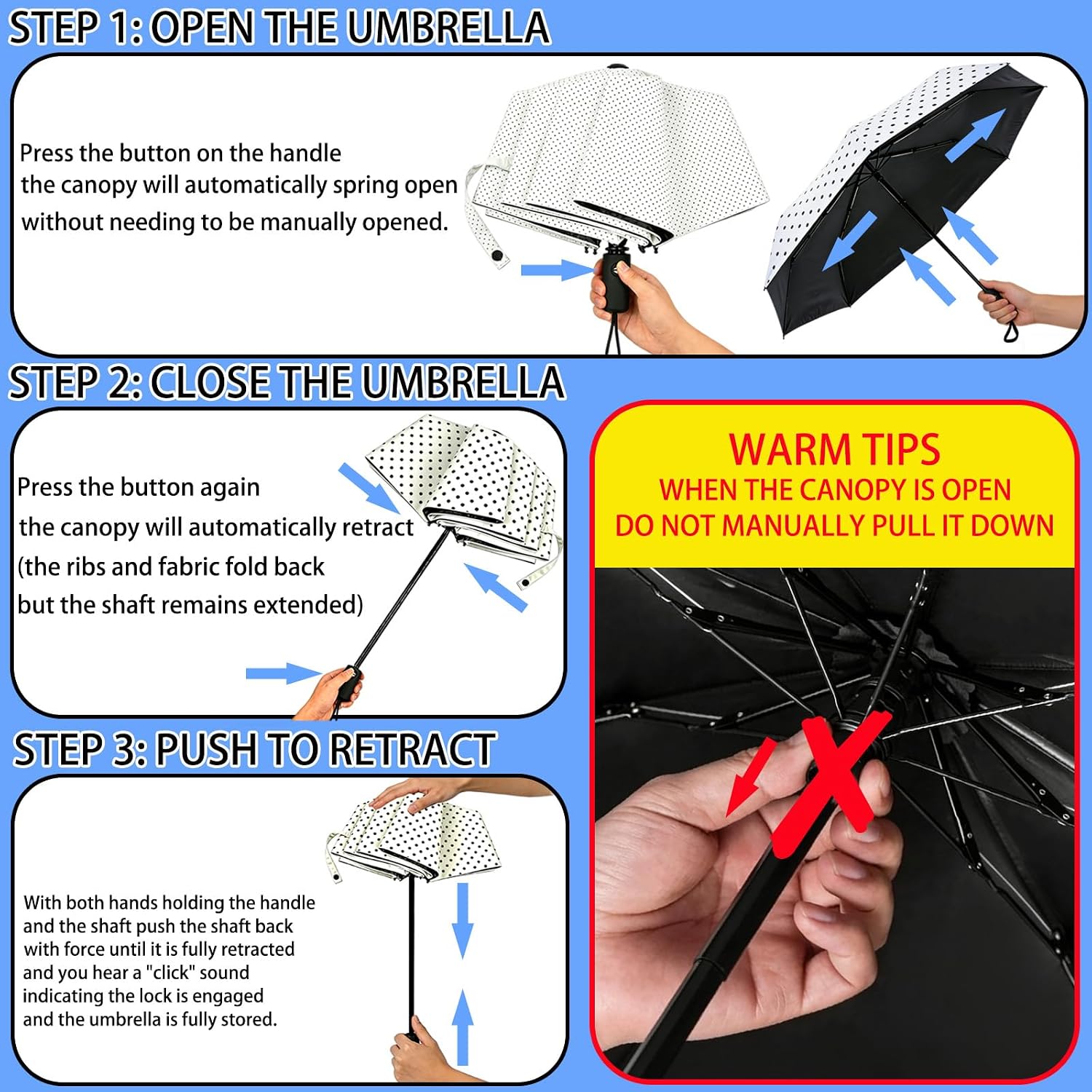 Automatic Folding Travel Umbrella Windproof & Rainproof, Compact Lightweight Portable with UV Protection & Sun Shade for Girl & Women Outdoor