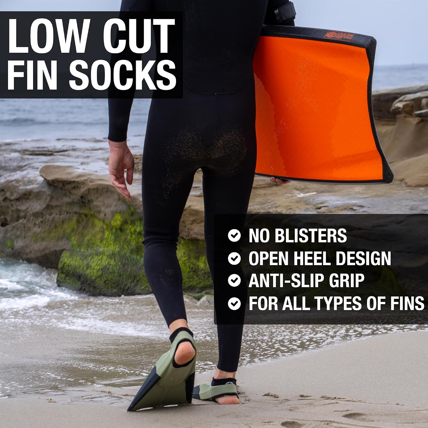 Ho Stevie! Low Cut Fin Socks - Prevent Blisters, Super Comfy with Any Bodyboard, Bodysurf, or Swim Fins