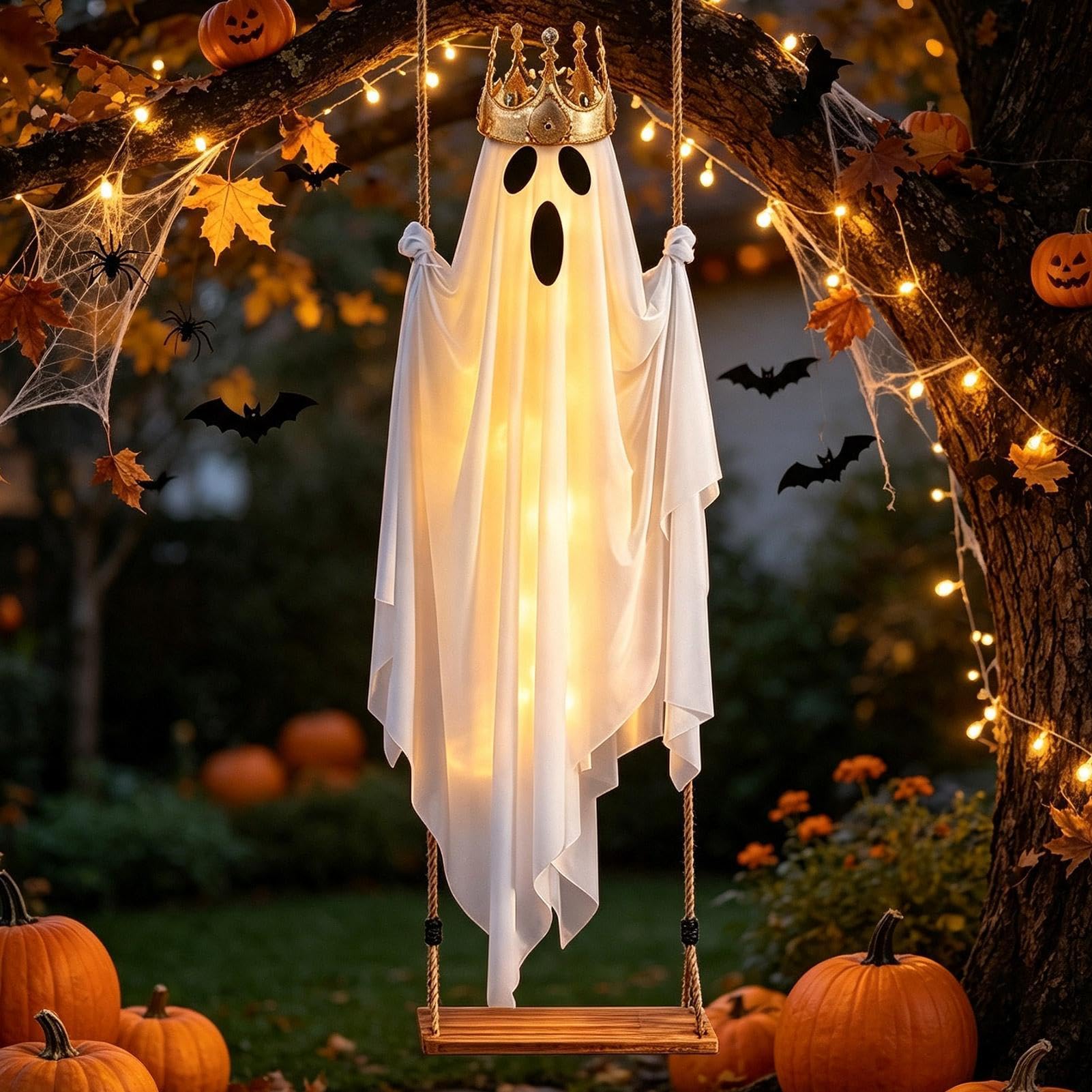 Fantasma oscilante con luz de 4.9 pies grande para decoración de Halloween