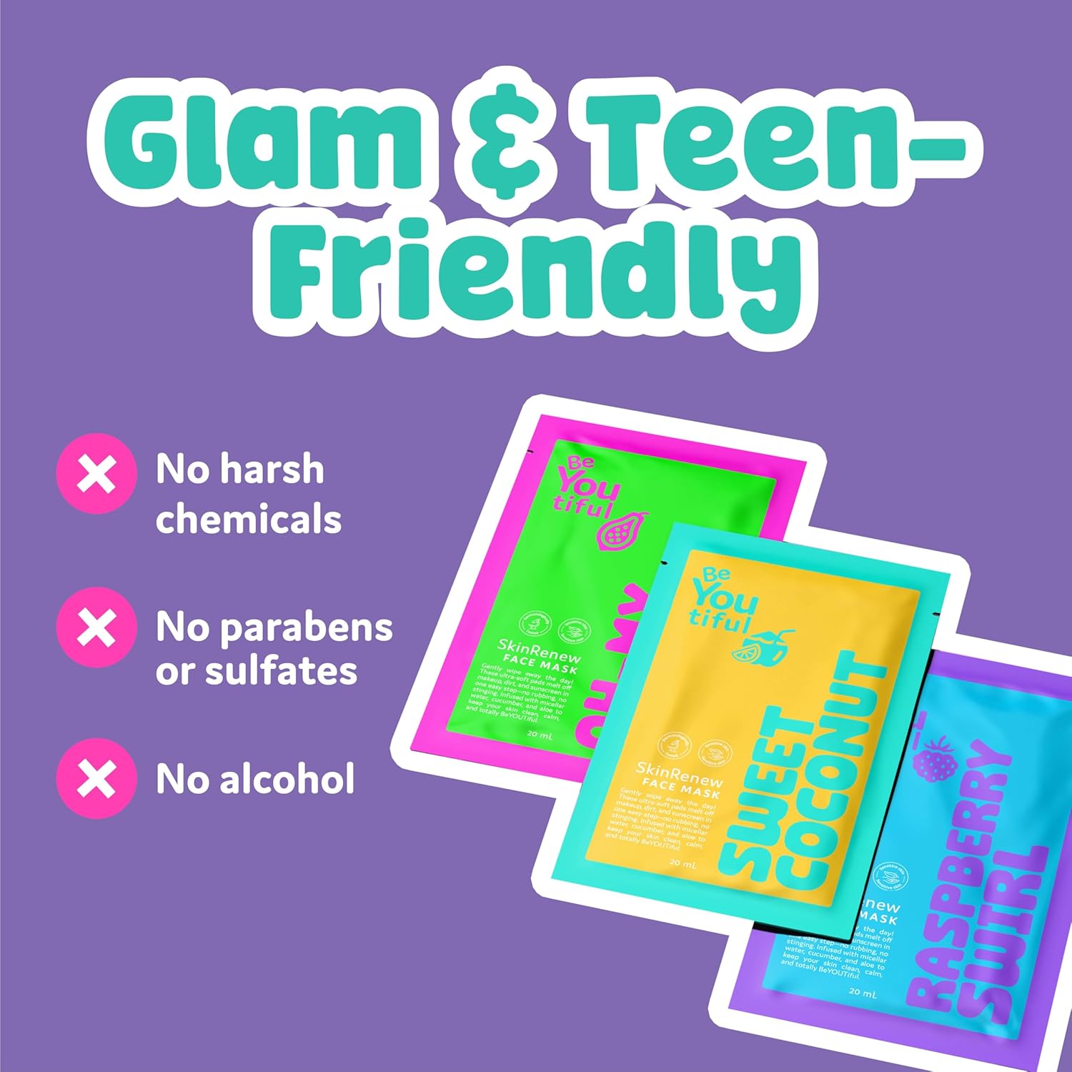 BeYoutiful 10 Face Mask Gift Set for Kids and Teens, Easter Basket Stuffers, 10 Hydrating Sheet Masks in a Gift Box, for Sleepovers Spa Nights, Vegan Skincare, Easter Gifts for Kids - Image 5