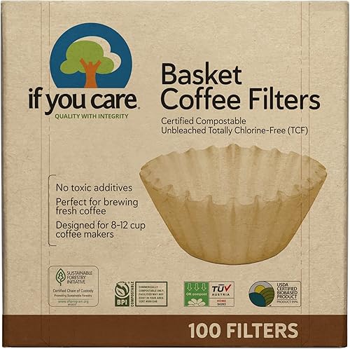 Miniatura 1 de If You Care Filtros de café sin blanquear totalmente naturales biodegradables compostables sin cloro 100 unidades paquete de 2 natural 200 unidades