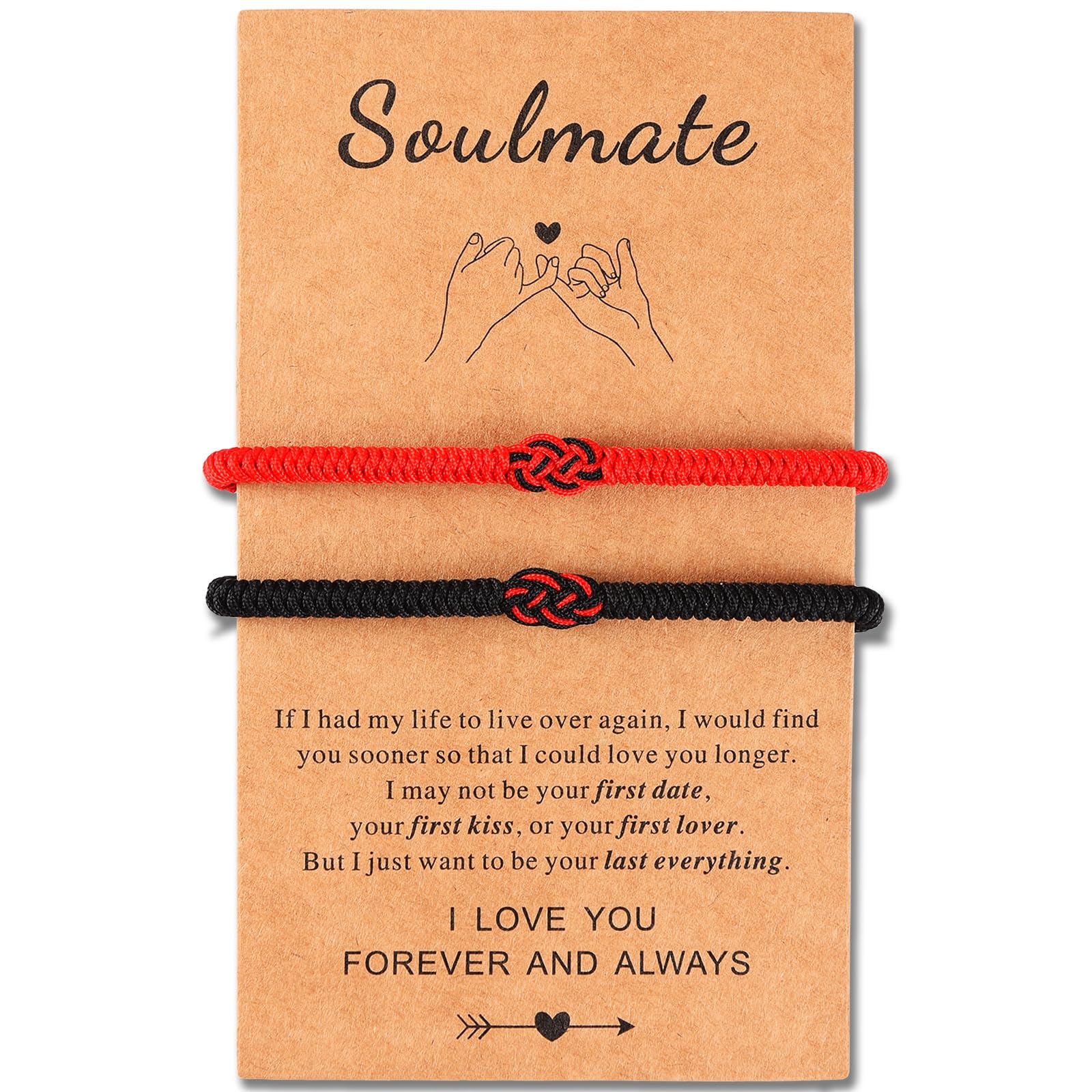 Matching Bracelets for Couples Best Friends Birthday Gifts for Her Him Soulmate Red String of Fate Relationships Bracelets for Boyfriend Girlfriend Wife