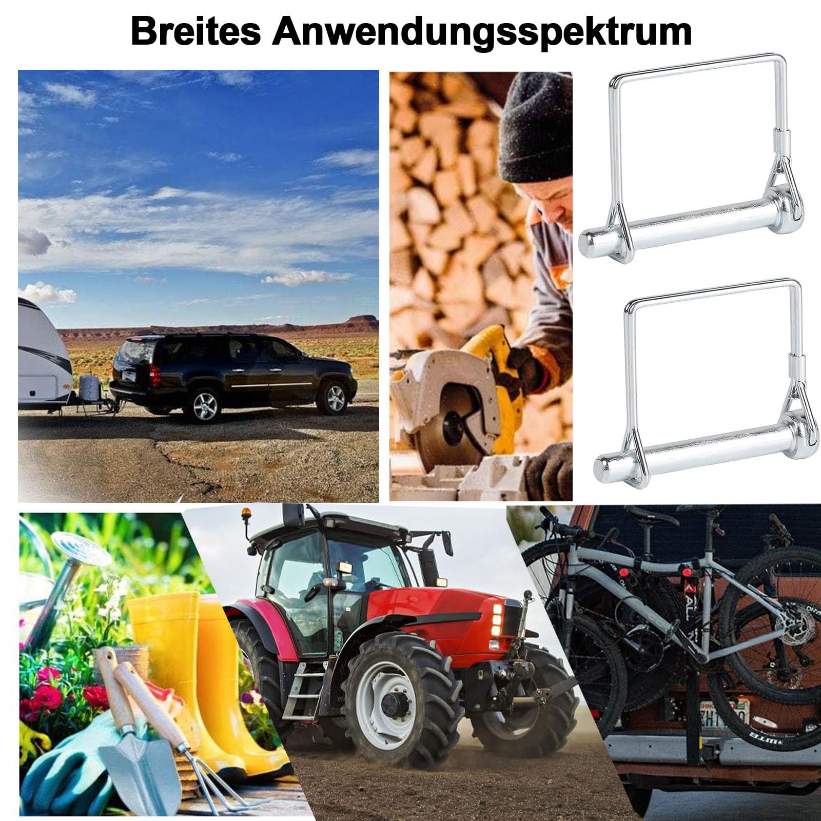 Perno di sicurezza 6 pezzi, coppiglie quadrate rettangolari, 4,5x35 mm Perno di accoppiamento, bullone di sicurezza, coppiglie per tubi con chiusura a scatto, per rimorchi agricoli, fattorie, giardini