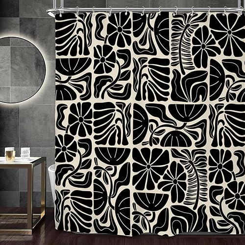 Miniatura 33 de Miyotaa Juego de cortina de ducha retro a cuadros de 60 pulgadas de ancho x 71 pulgadas de alto, 70, colorido, estético, moderno, pastel, Y2K,