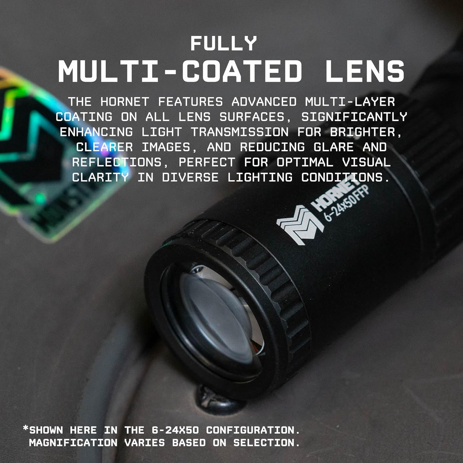 Monstrum Hornet 6-24x50 FFP Rifle Scope | Includes Zero Stop, Bubble Level Scope Rings, and Detachable Sunshade