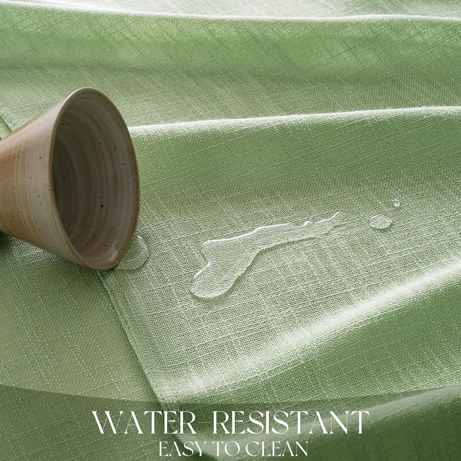 NOVILYS Linen Rectangle Tablecloth, Green Farmhouse Waterproof Summer Table Cloths for 6 Foot Rectangular Outdoor Neutral Burlap Fabric Decoration for Kitchen/Dining/Parties, 60x84 Inch Sage
