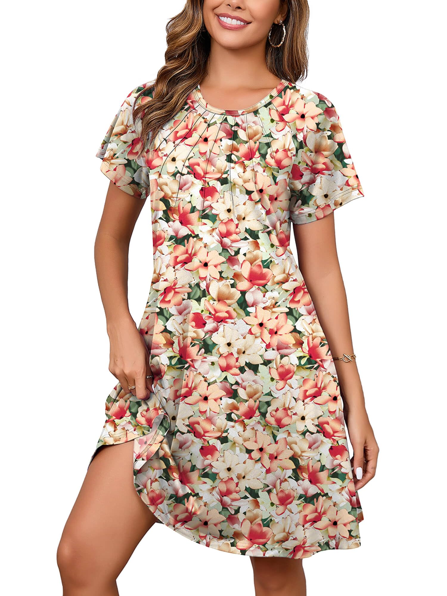 Heymoments Short Sleeve Crewneck Summer Dresses for Women