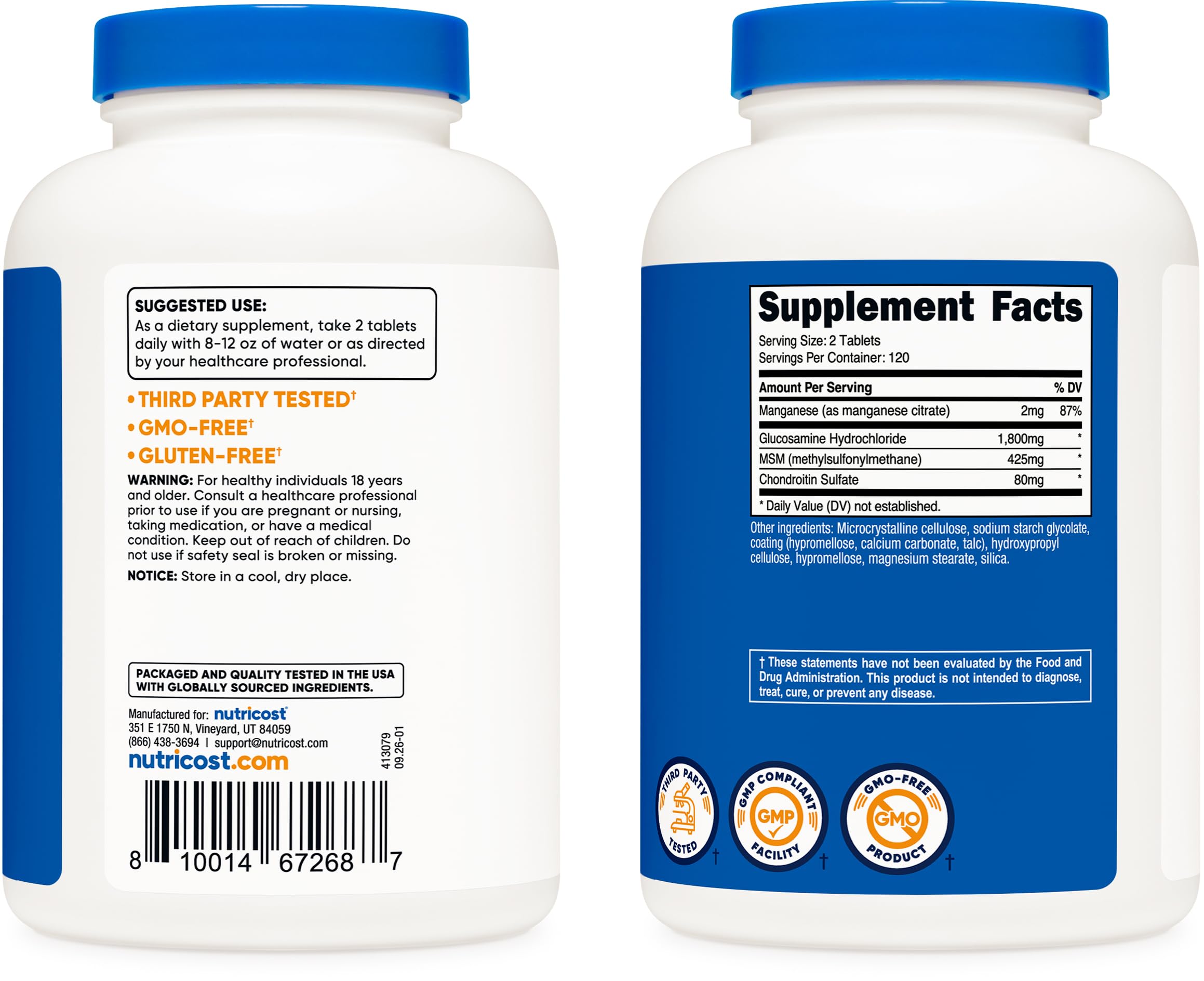 Nutricost Glucosamine 1800mg with Chondroitin & MSM, 240 Tablets, GMO-Free — Amazon image 4