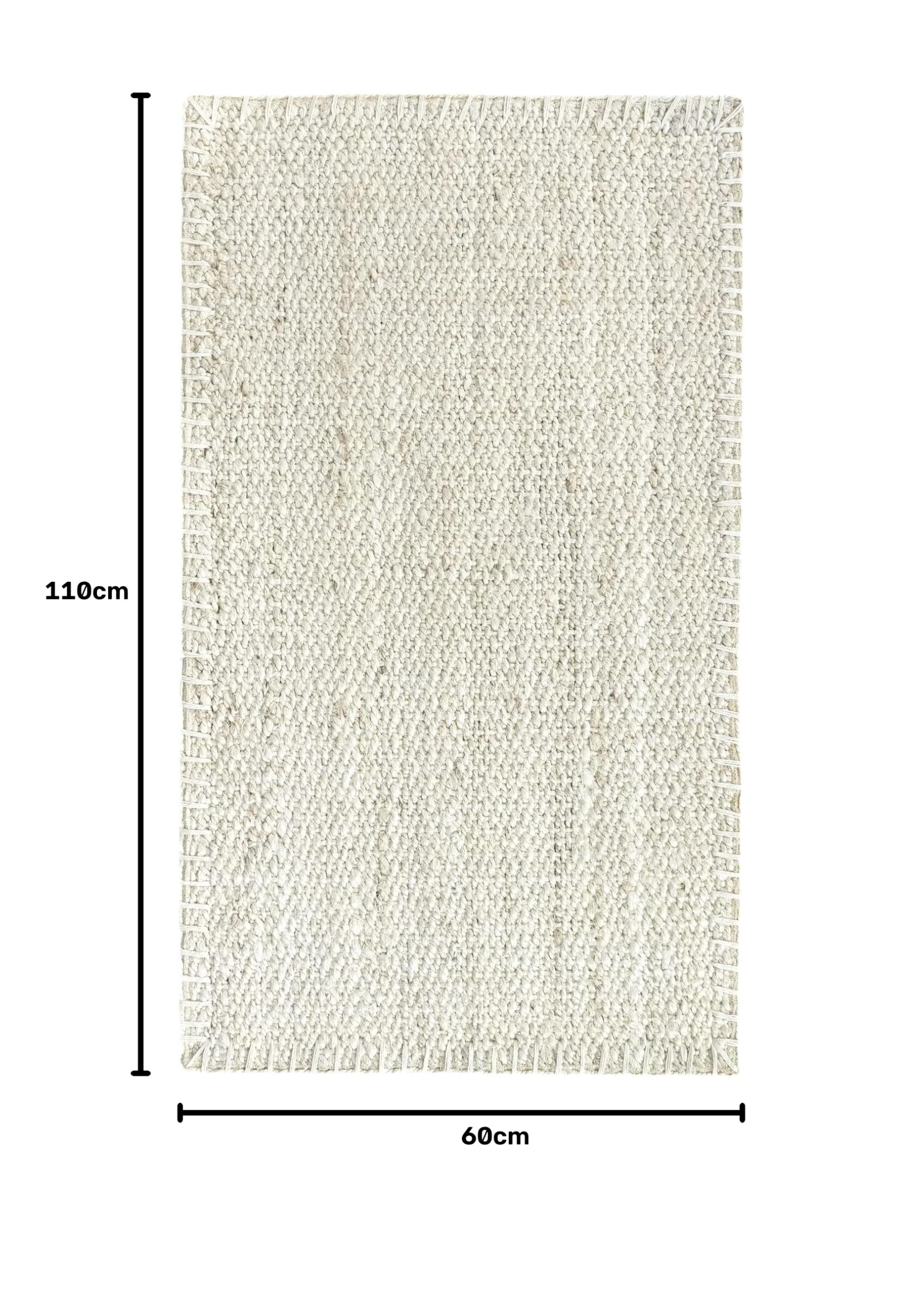 HAMID - Granat Jutowy Dywan 100% Biały, Naturalny Włókno Jutowe, Miękki, Ręcznie Tkany Dywan, Salon, Jadalnia, Sypialnia, Korytarze, Wejście, Naturalny Kolor Biały (110x60cm)