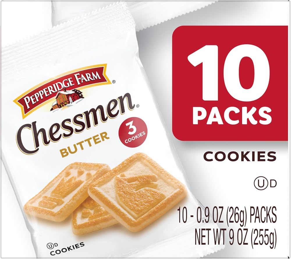 Pepperidge Farm Chessmen Butter Cookies, 0.9 Oz Snack Pack, 10 Pk