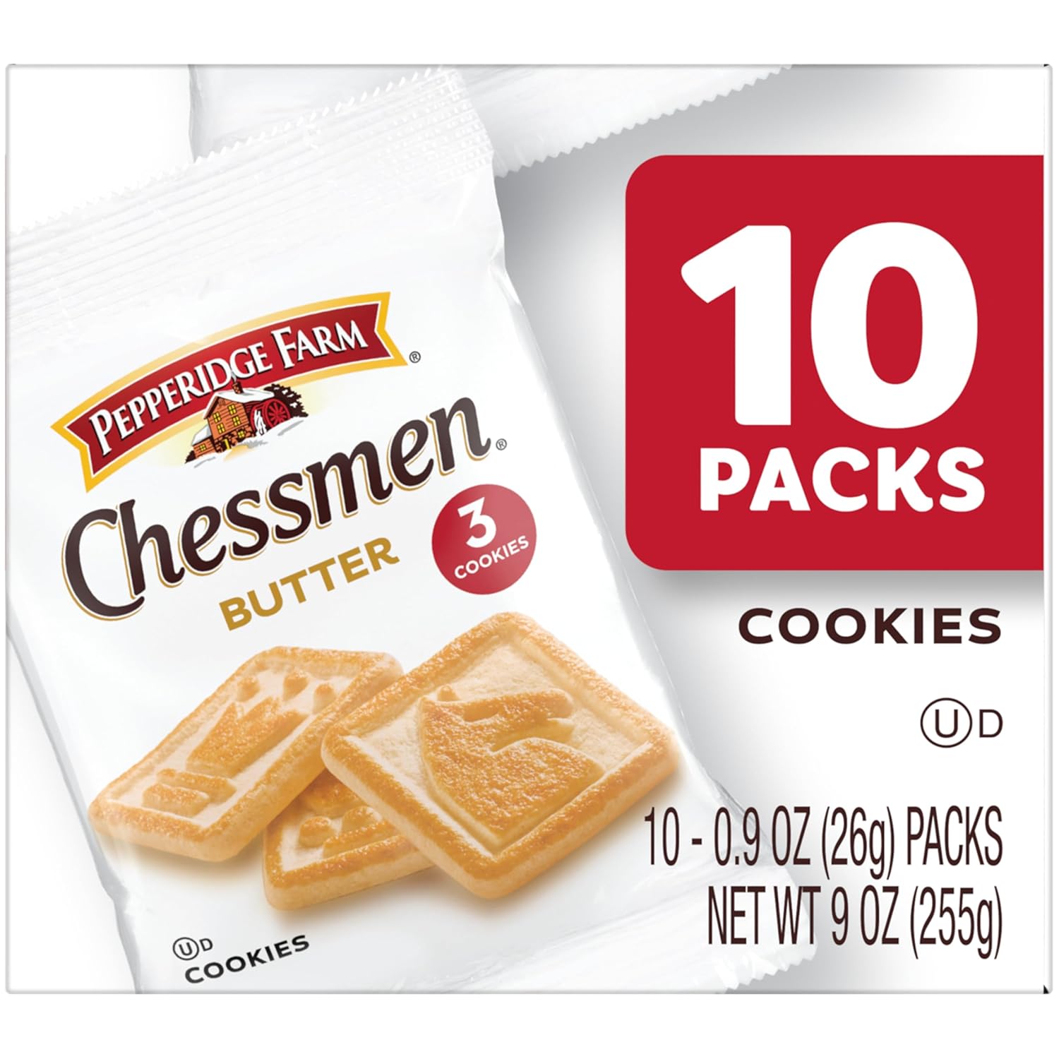 Pepperidge Farm Chessmen Butter Cookies, 0.9 Oz Snack Pack, 10 Pk