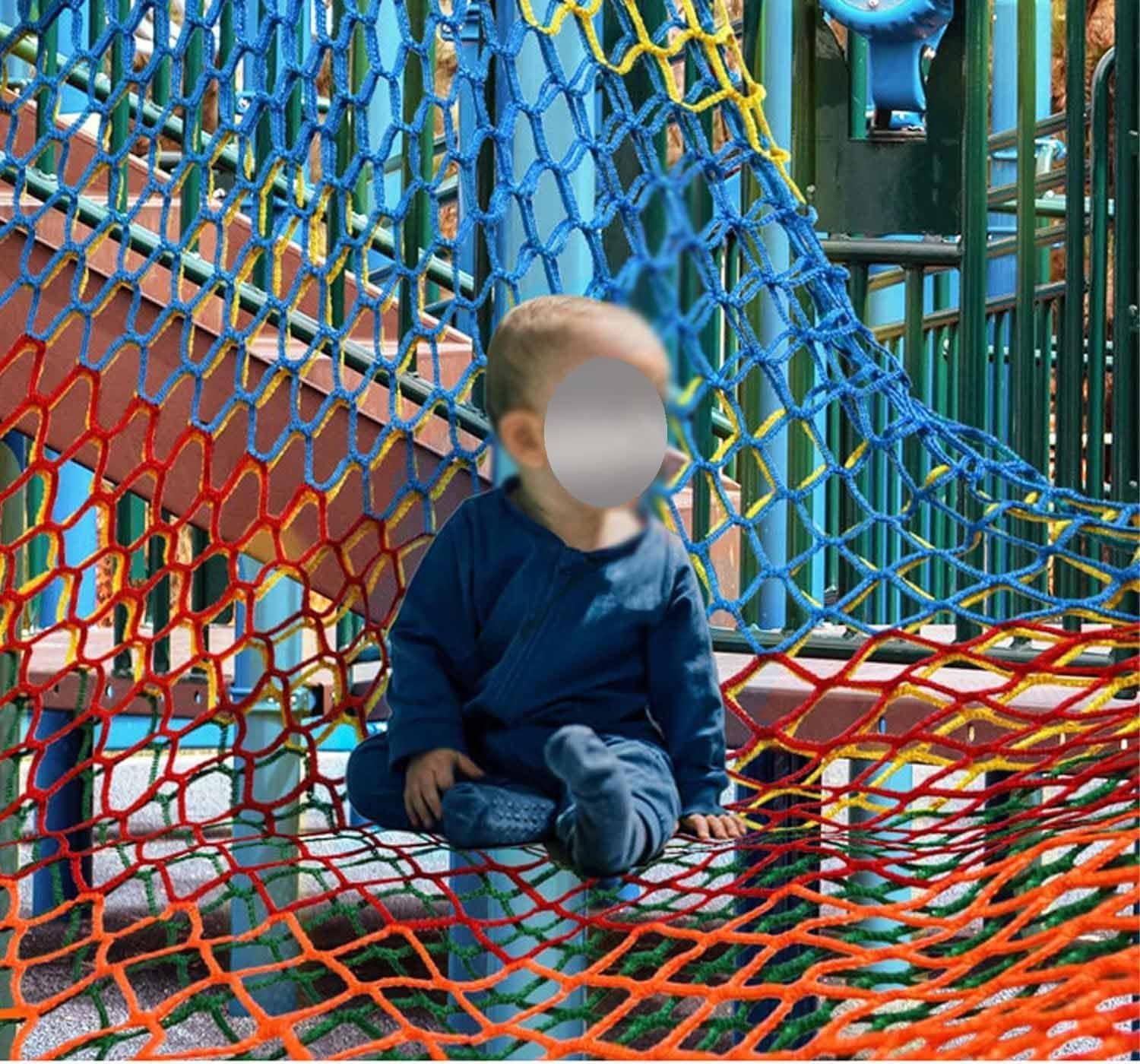 Red de escalada al aire libre para parque infantil, red segura de poliéster sin nudos para árboles, barandillas de escalera (1 x 5 m), red de cuerda de escalada para niños y aventuras