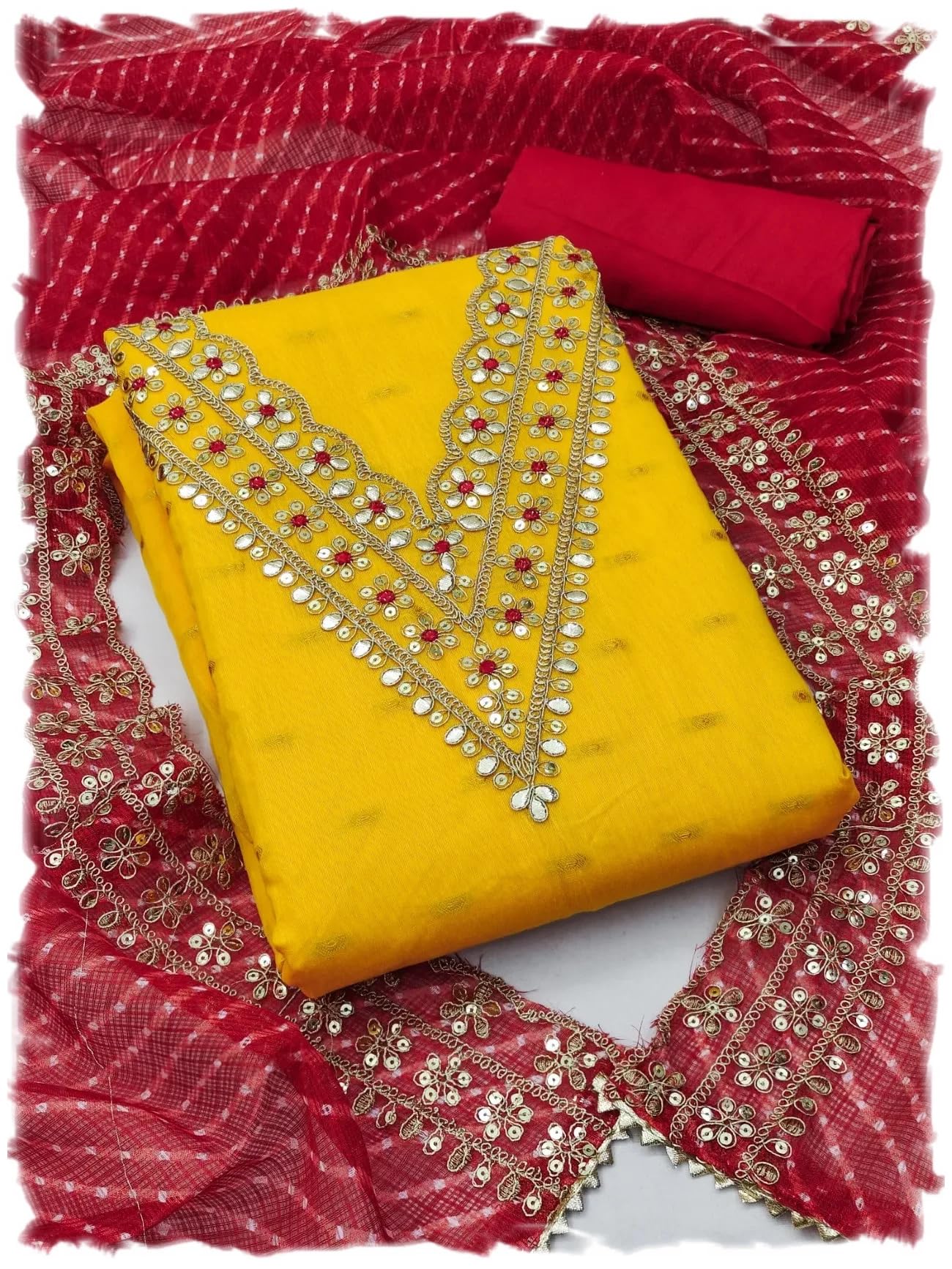 Pandadi Saree Women's Chanderi Unstitched Dress Material