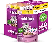 Pack Ração Úmida Whiskas Sachê Frango ao Molho para Gatos Filhotes 85 g - 40 unidades