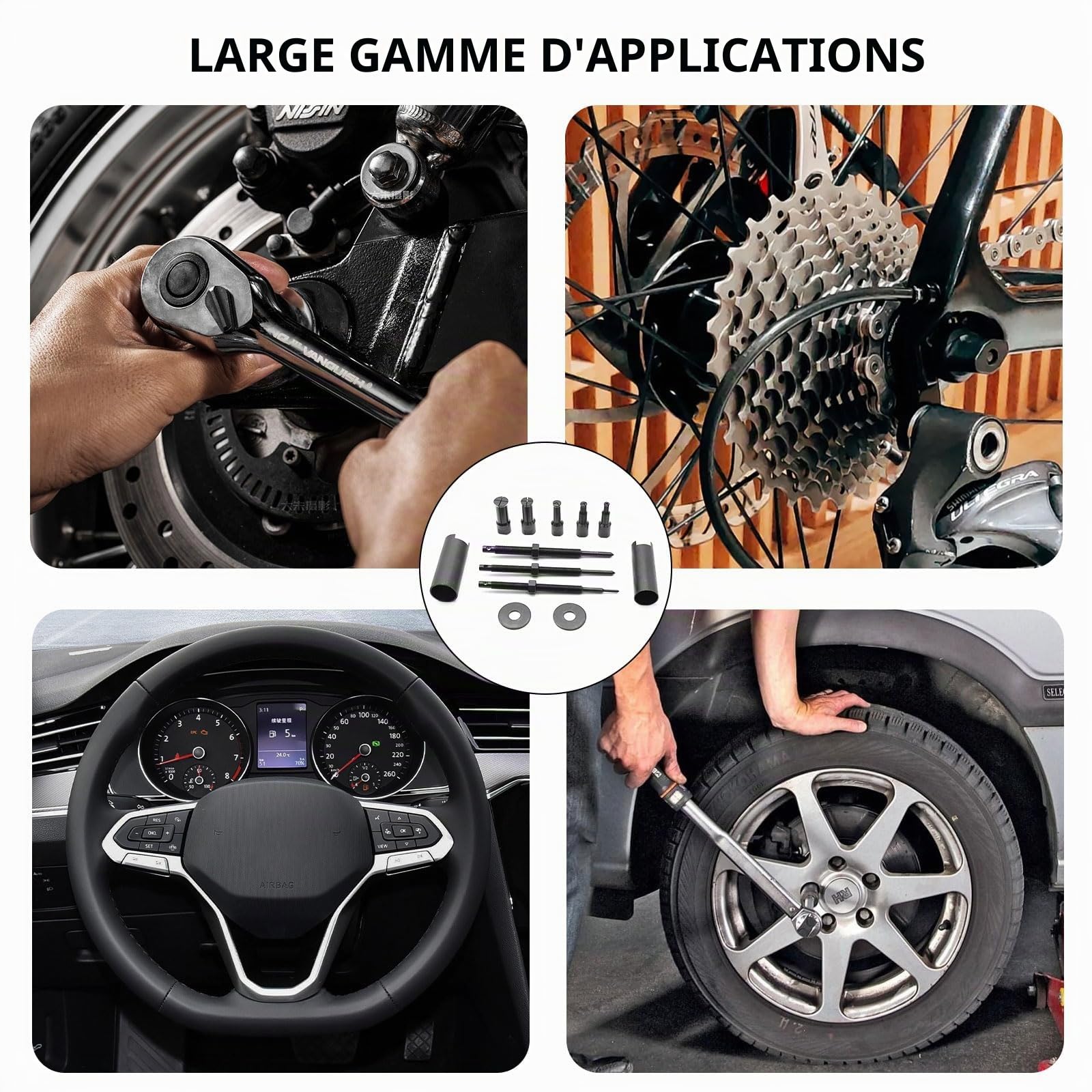 Lot de 12 extracteurs de roulement pour moto 9-23 mm - 5 tailles - Extracteur d'intérieur pour roulements à billes - Démontage de roulements pour motos et vélos