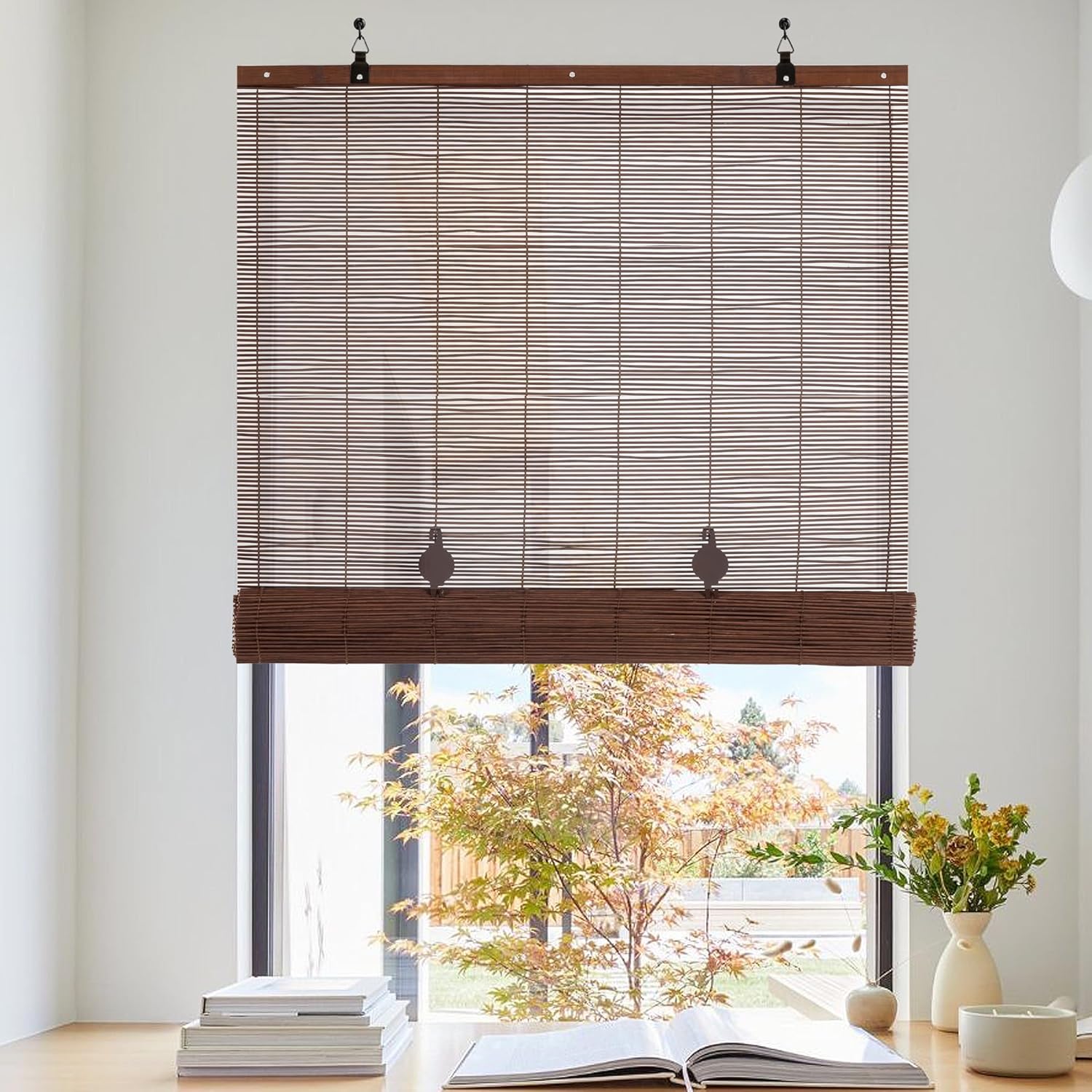 ALIMOO Bamboo Blinds for Interior Windows, Light Filtering Roll Up Windows Shade for Indoor Outdoor Home Patio Porch, 30" W x 72" H