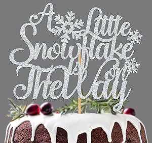 Sweet Little Snowflake Cake Topper - Silver Glitter Winter Onederland Baby Shower Decor