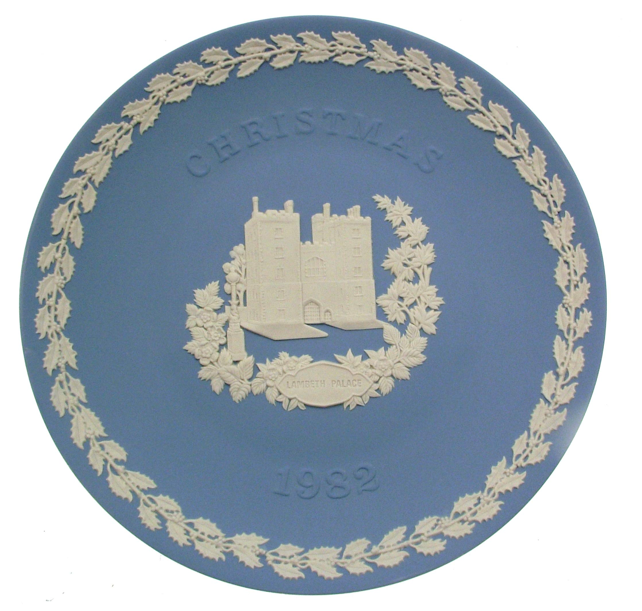 Wedgwood Blue Jasper Ware Christmas Plate Lambeth Palace 1982