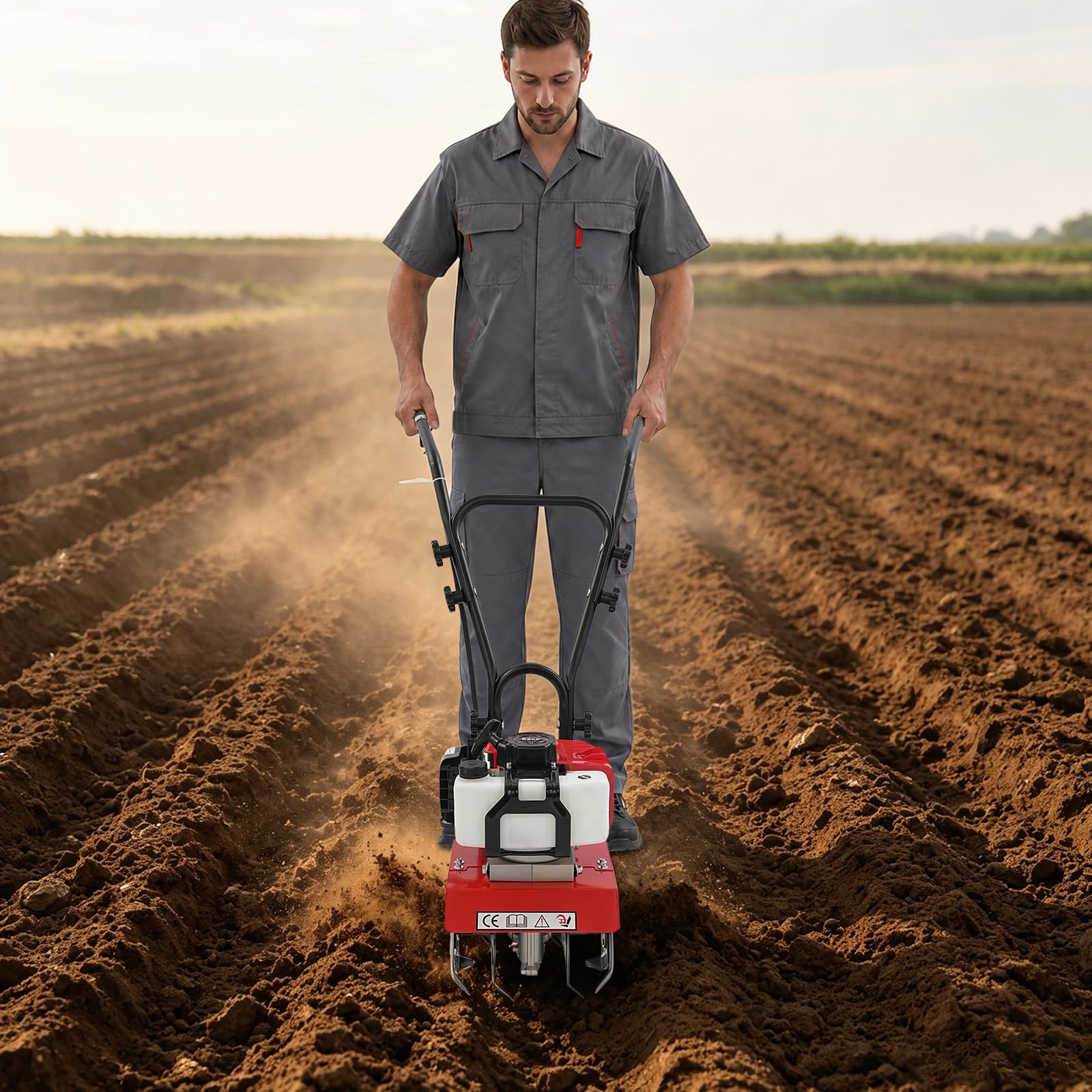 1900W Benzin Garten Kultivator 52cc 2-Takt Motorhacke 30cm Arbeitsbreite