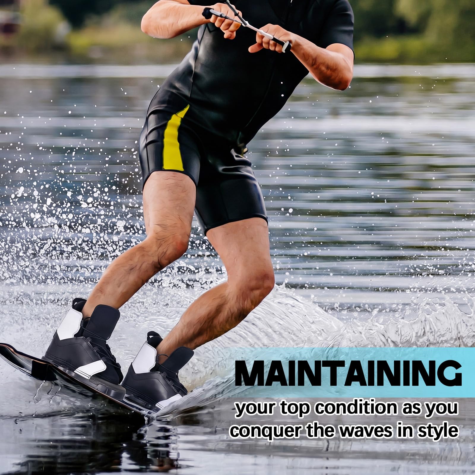 Weysat Universelle Wakeboard-Bindungen für Herren 42-46 / Damen 44-46, verstellbare Wakeboard-Stiefel, EVA-Komfortfutter und Knöchelstütze, einfacher Einstieg, offenes Zehen-Design, passend für die