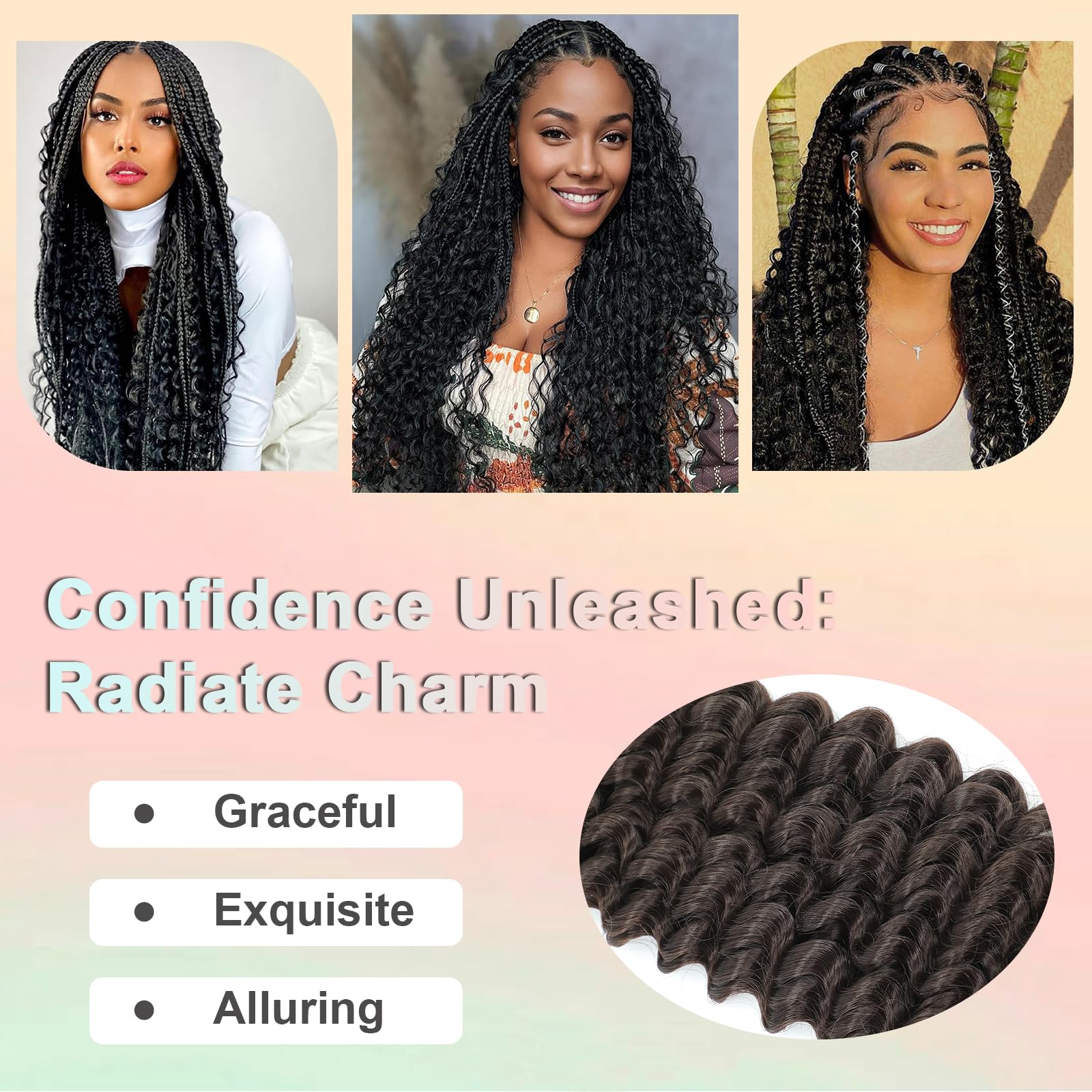Deep Wave Bulk Hair for Braiding 18 Inch No Weft Deep Wave Bundles Curly Braiding Hair Extensions for Boho Braids and Wavy Braiding Hair 2 Braids per Pack (4# - Image 4