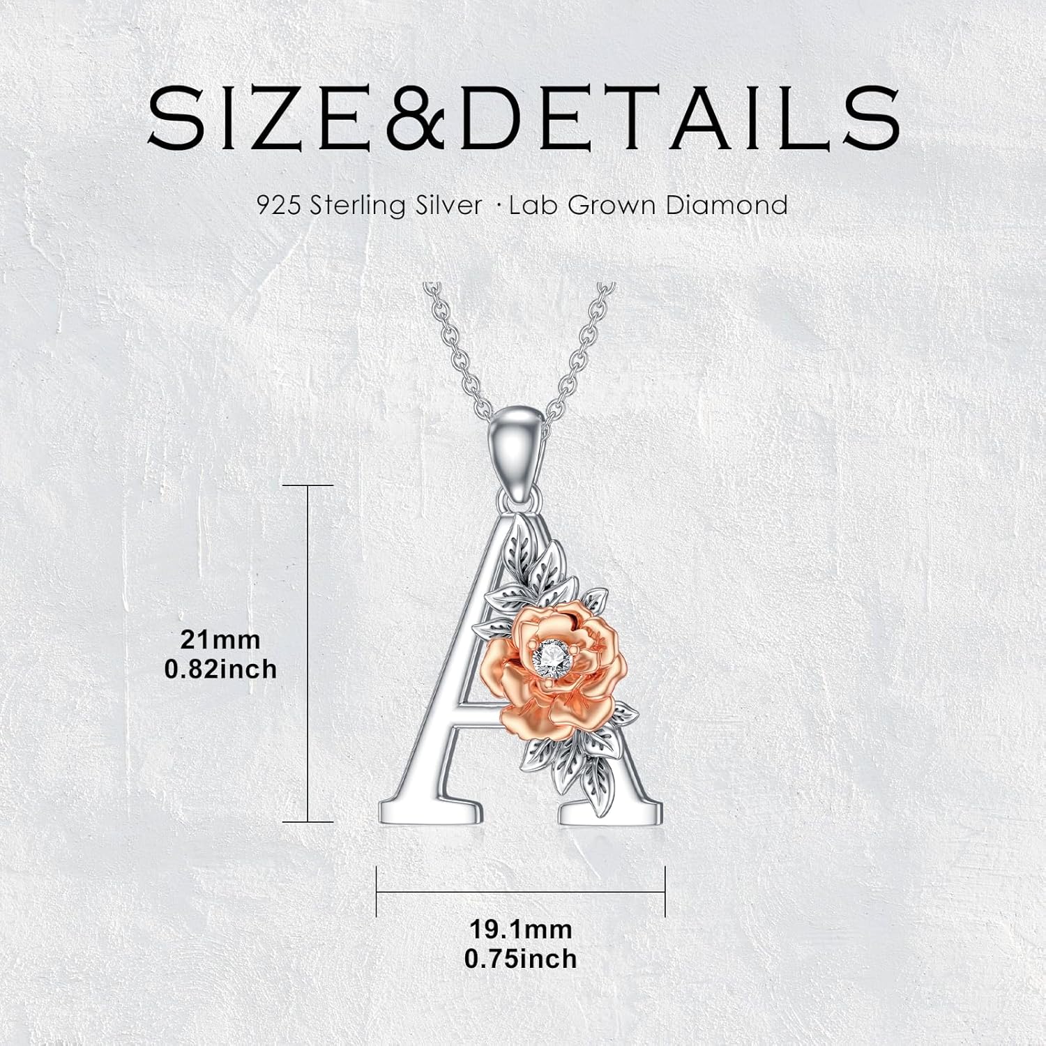 Diamond Initial Necklace for Women 925 Sterling Silver Initial Pendant Necklace with Lab Grown Diamonds Letter Necklace Jewelry Gifts for Her - Image 6