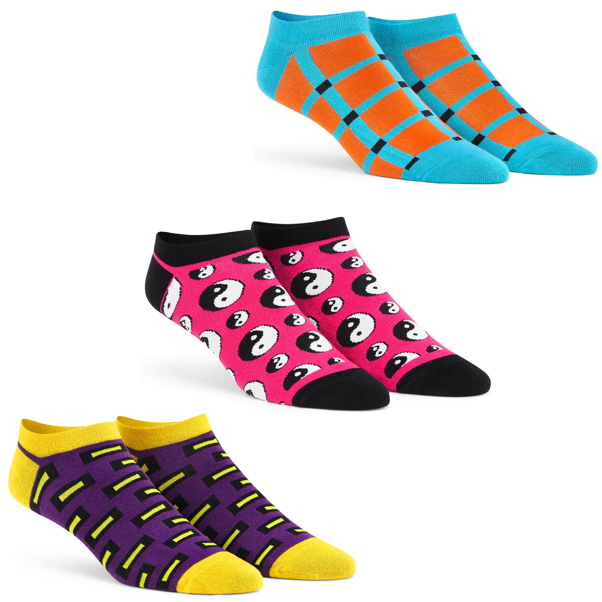 DYNAMOCKSMen's and Women's Combed Cotton Ankle Length Socks (Pack of 3) (Multicolour, Free Size)