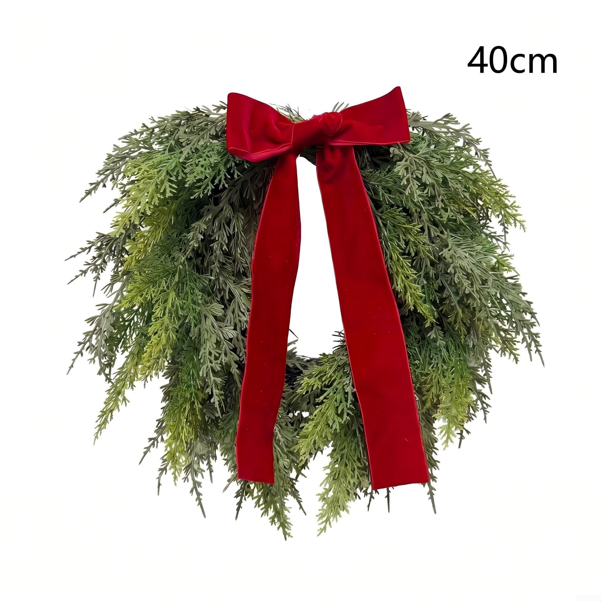 Künstlicher Weihnachtskranz Rot 50cm mit Samtband(60cm)