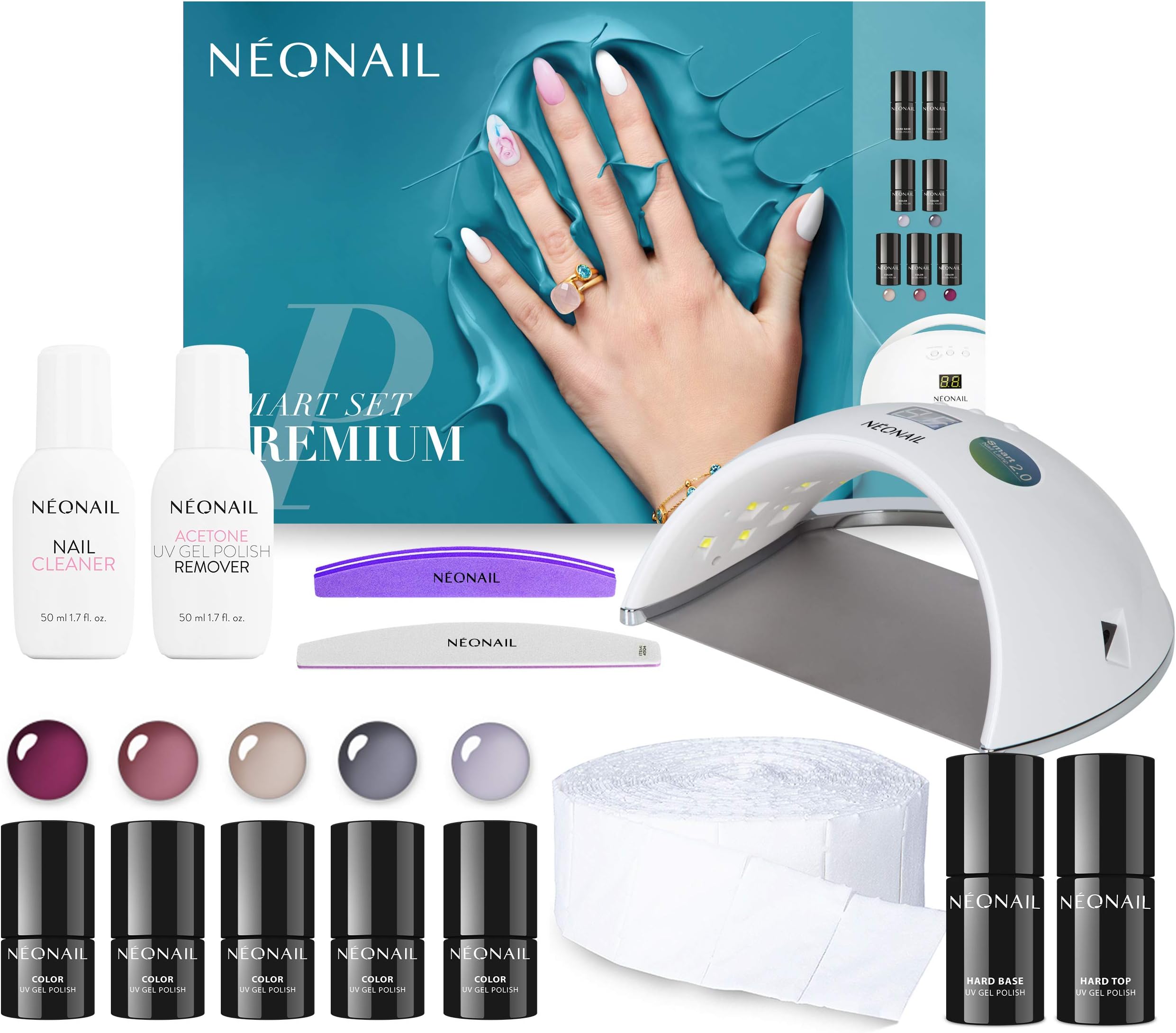 NEONAIL Smart Set Premium with LED Lamp ECO 5x UV Nail Polish 3 ml and Accessories