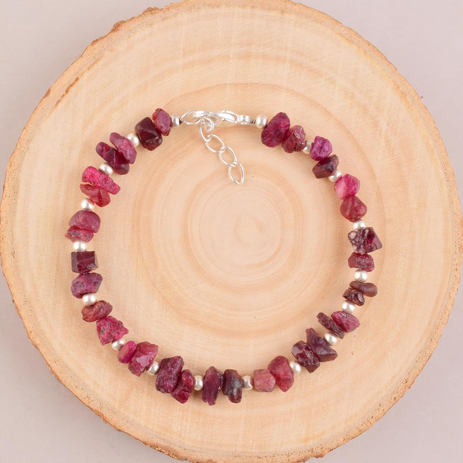 Red Spinel Raw Bracelet – Natural Rough Gemstone, Healing Crystal Jewelry for Women, 8 Inch Adjustable Gift for Her, AAA+ Quality - Image 3