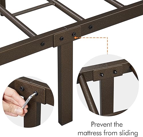 Miniatura 35 de YAHEETECH - Marco de cama de metal clásico con estructura de hierro y estilo victoriano, cabecero y pie, espacio debajo de la cama, no necesita base