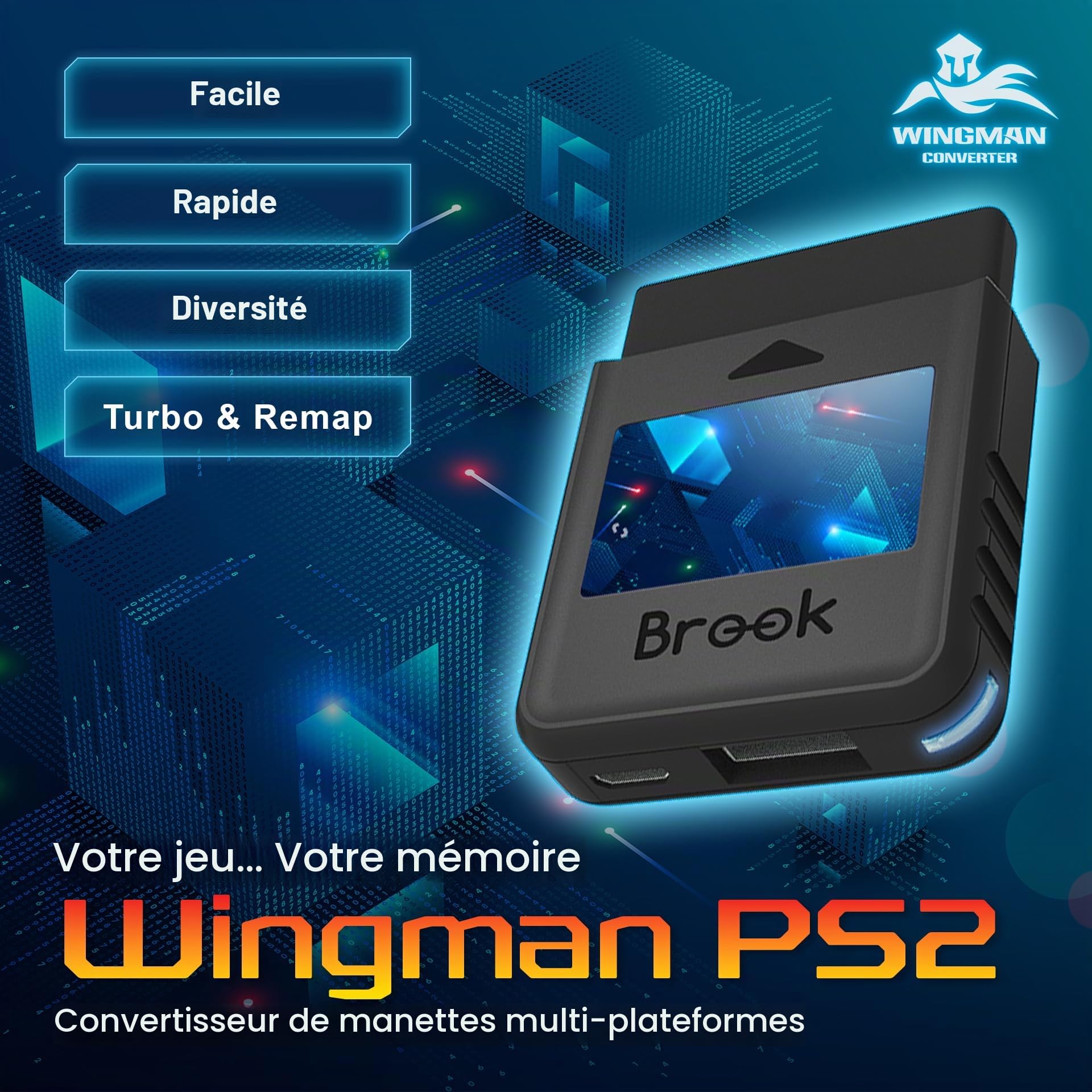Brook Wingman PS2 – Adaptateur sans Fil avec Porte-clés pour manettes PS4 PS3 Switch Pro Compatible avec Consoles rétro PS2 PS1 PS Classic [Édition Exclusive]