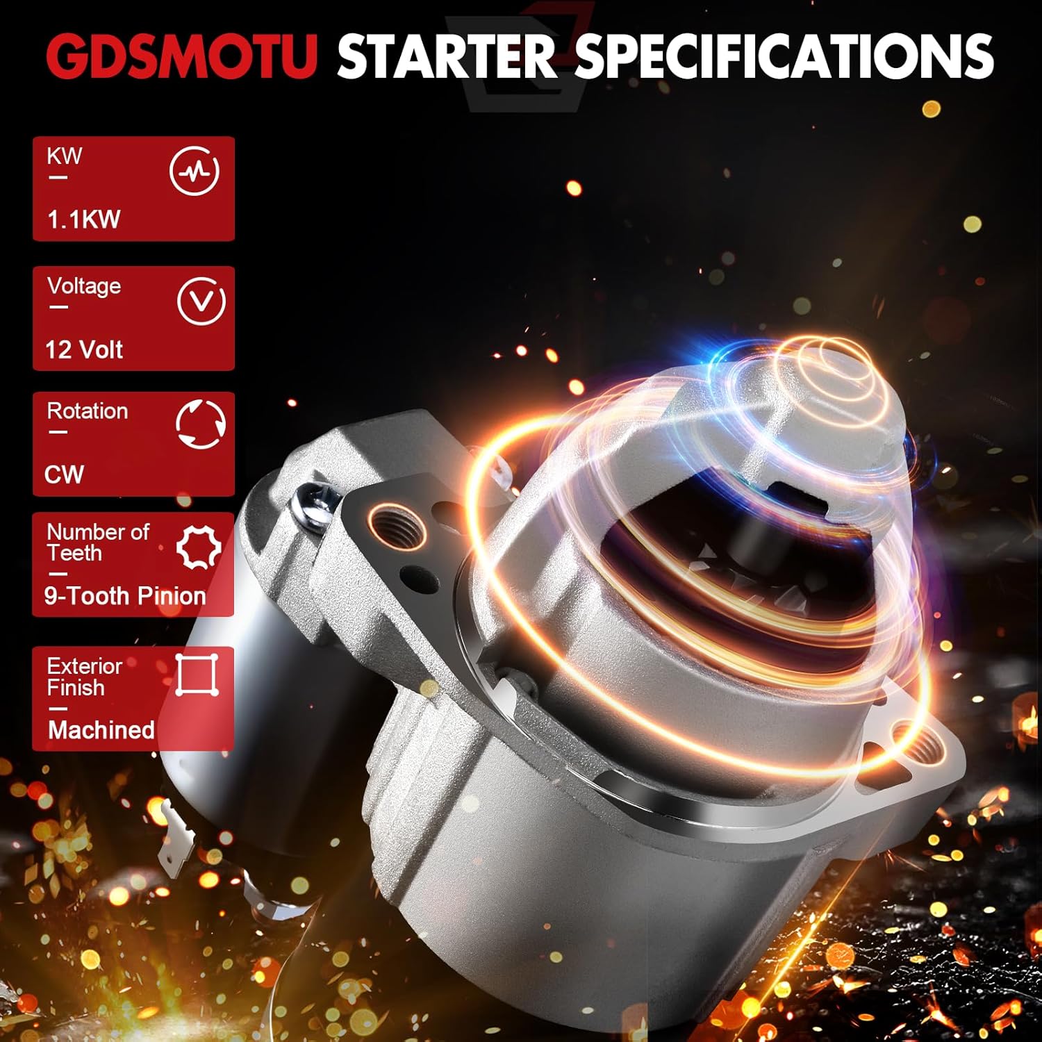 New Starter Replacement for Dodge for Caliber 2.4L 2007-2012 for Jeep for Patriot 2.0L 2007-2014 for Compass 2.4L 2007-2014, M0T32071 SMT0341, 1.1kW/12 Volt Starter