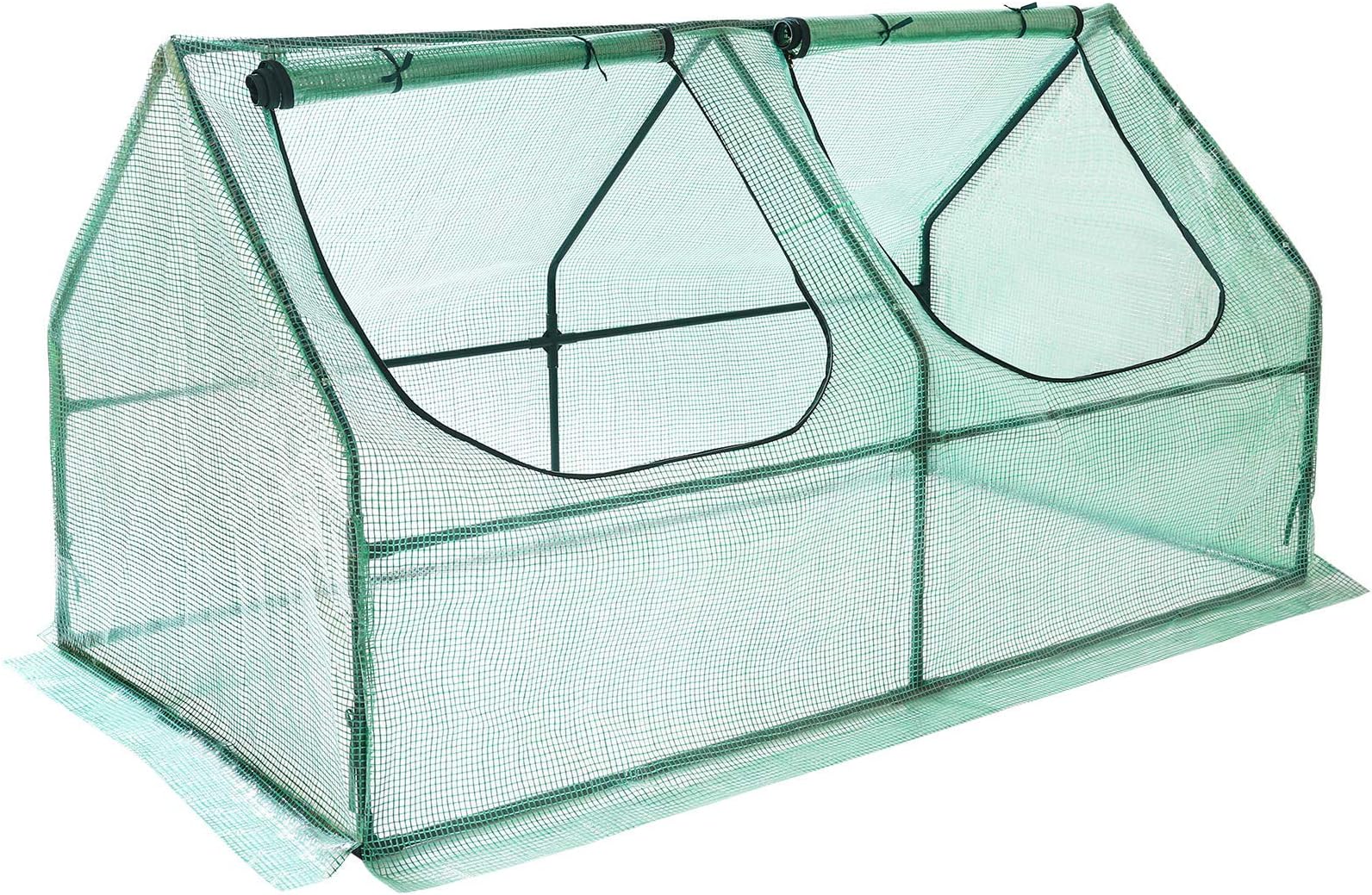 Yorbay Greenhouse Polytunnel Garden Grow Tunnel with 2 Doors and Zipper, Anti-UV Reinforced PE Cover and Frame, Steeple Grow Tent for Indoor Outdoor Plants Fruit Vegetable Tomato, 180x90x90cm