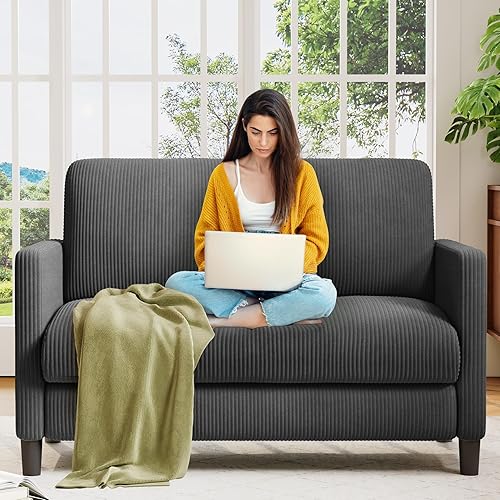 Miniatura 12 de Sofá de dos plazas, sofá de 51", cómodo sofá pequeño de peluche para espacios pequeños, sofá de montaje sin herramientas para dormitorio, sofás de