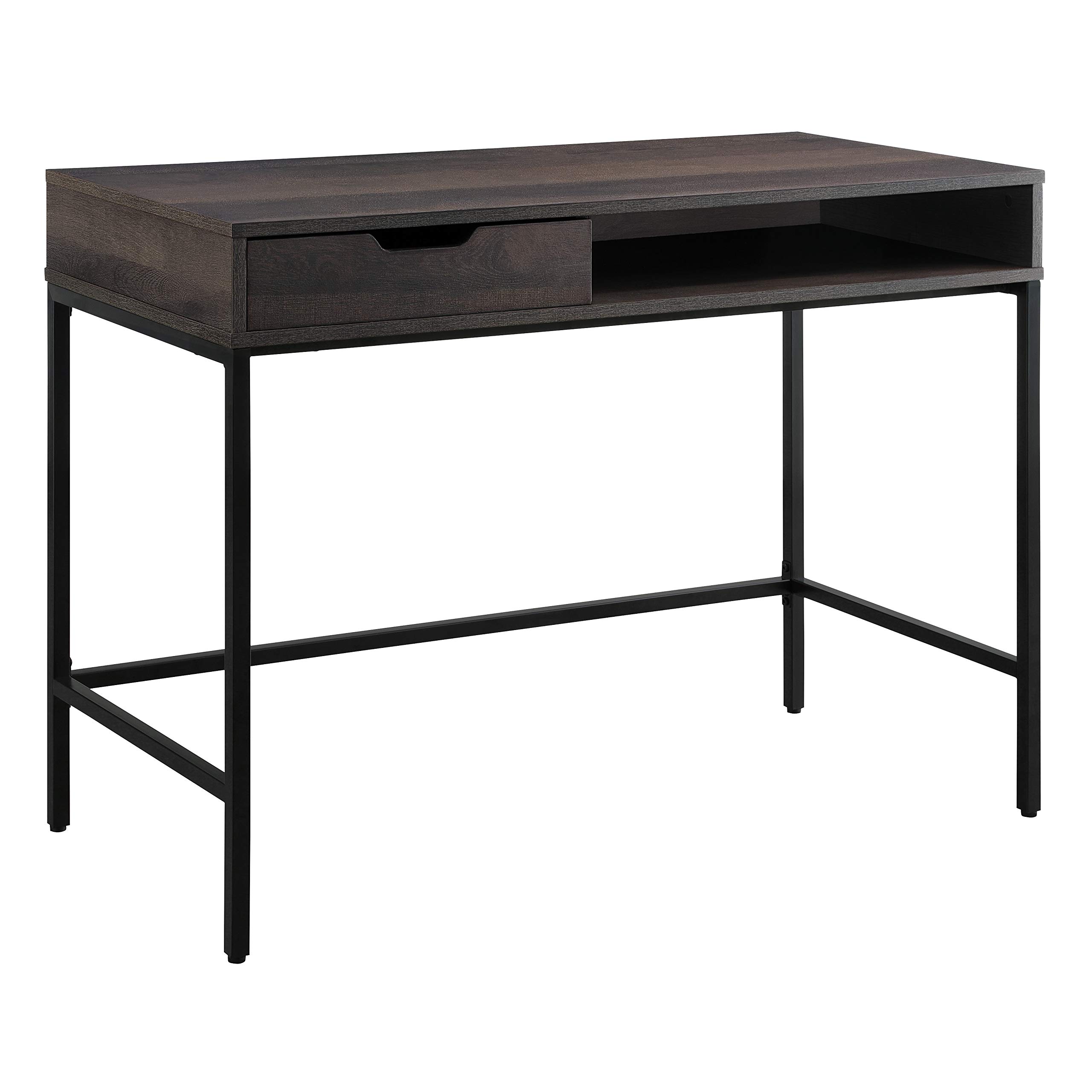 OSP Home Furnishings Contempo 40-Inch Home Office Desk with Drawer and Storage Shelf, Ozark Ash