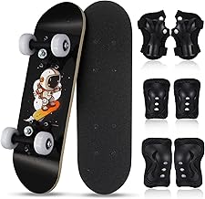 Honoson 7 Pcs Skateboard for Toddlers Beginners Knee Elbow Pads Wrist Guards Gear Set