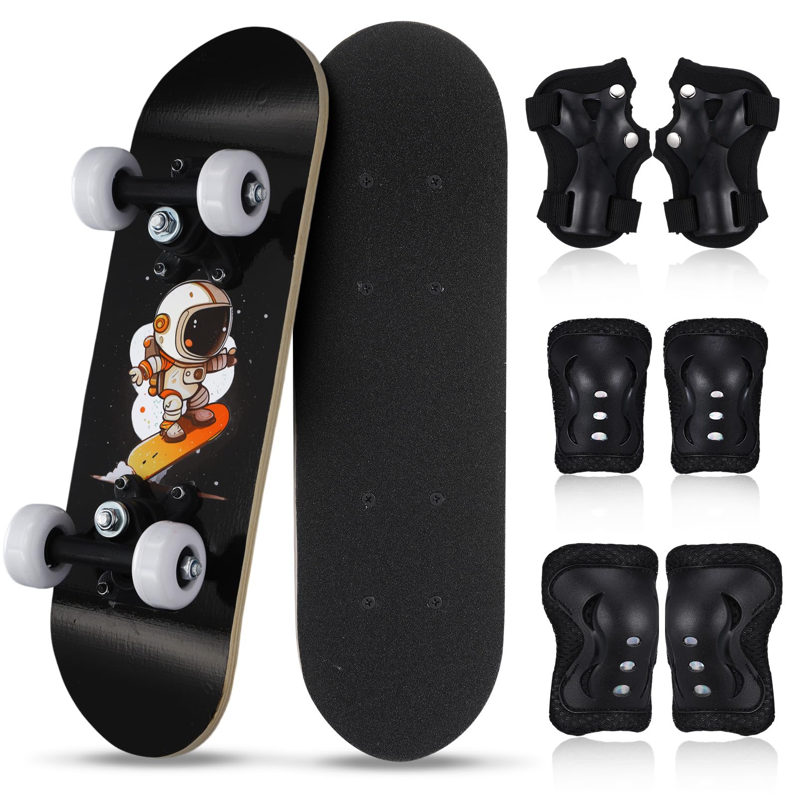 Honoson 7 Pcs Skateboard for Toddlers Beginners Knee Elbow Pads Wrist Guards Gear Set