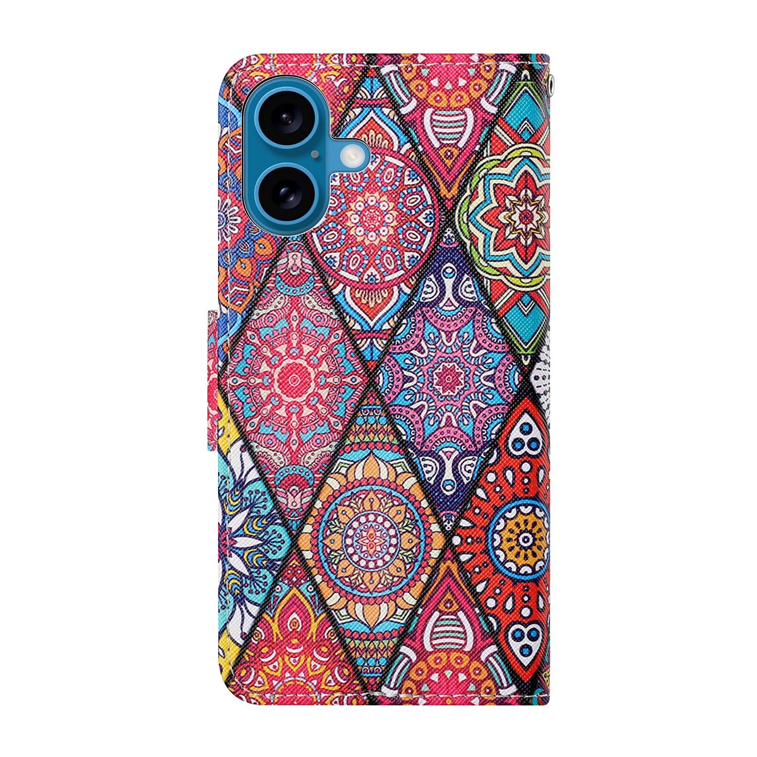 ChoosEU Leder-Klapphülle Für IPhone 16 Mit Standfunktion & Kartenfach – Stylisches Mandala-Design