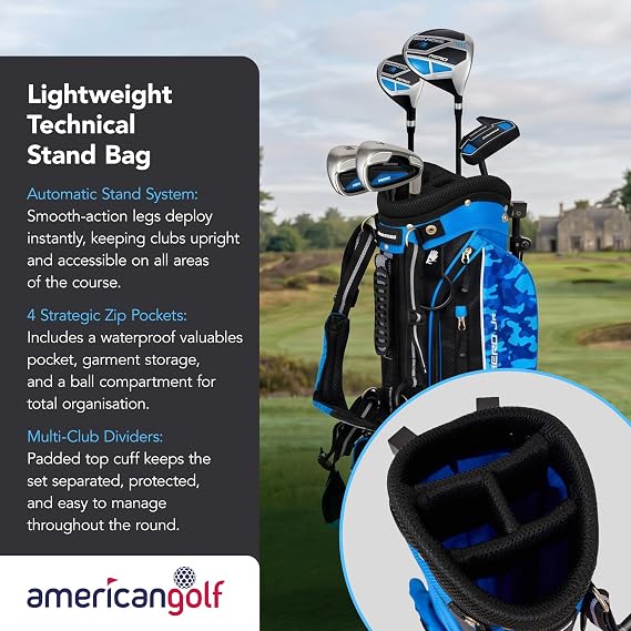 Benross Junior Aero Golf Package Set – 5‑Piece Kids Golf Club Set with Stand Bag, Lightweight Graphite Shafts & Headcovers