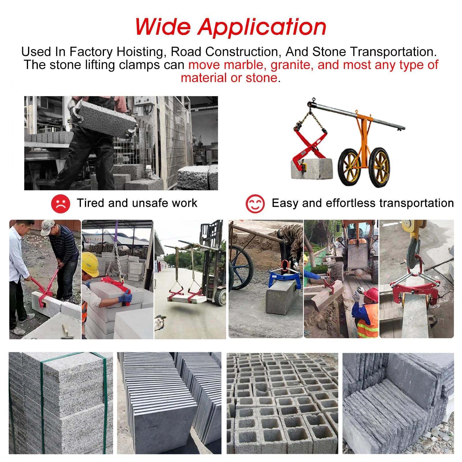 RENLXFI Reverse Clamps for Lifting, 12-20 Inch Adjustable Opening 350kg/771.6 Lbs Lifter Clamp/Pliers for Glass Slabs Granite, Universal Chain Link Type Carrying Tongs