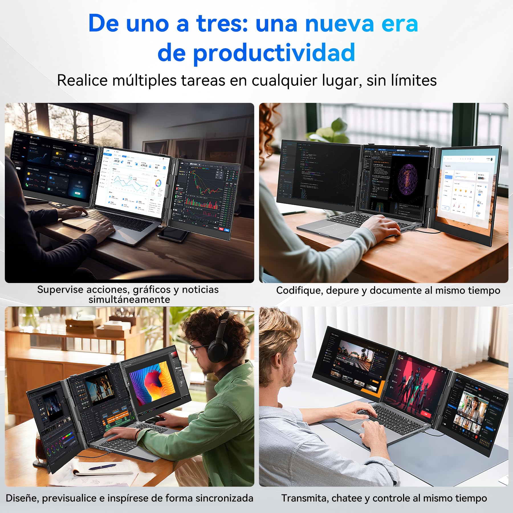 Blackview Monitor Portátil Triple Ultradelgado,14" FHD 1080P IPS Extensor Pantalla Portátil Ordenador con Soporte,Certificación TÜV Luz Azul Baja,con 13"-17.3" Windows/Mac/Chrome/Switch/PS5 — view 9