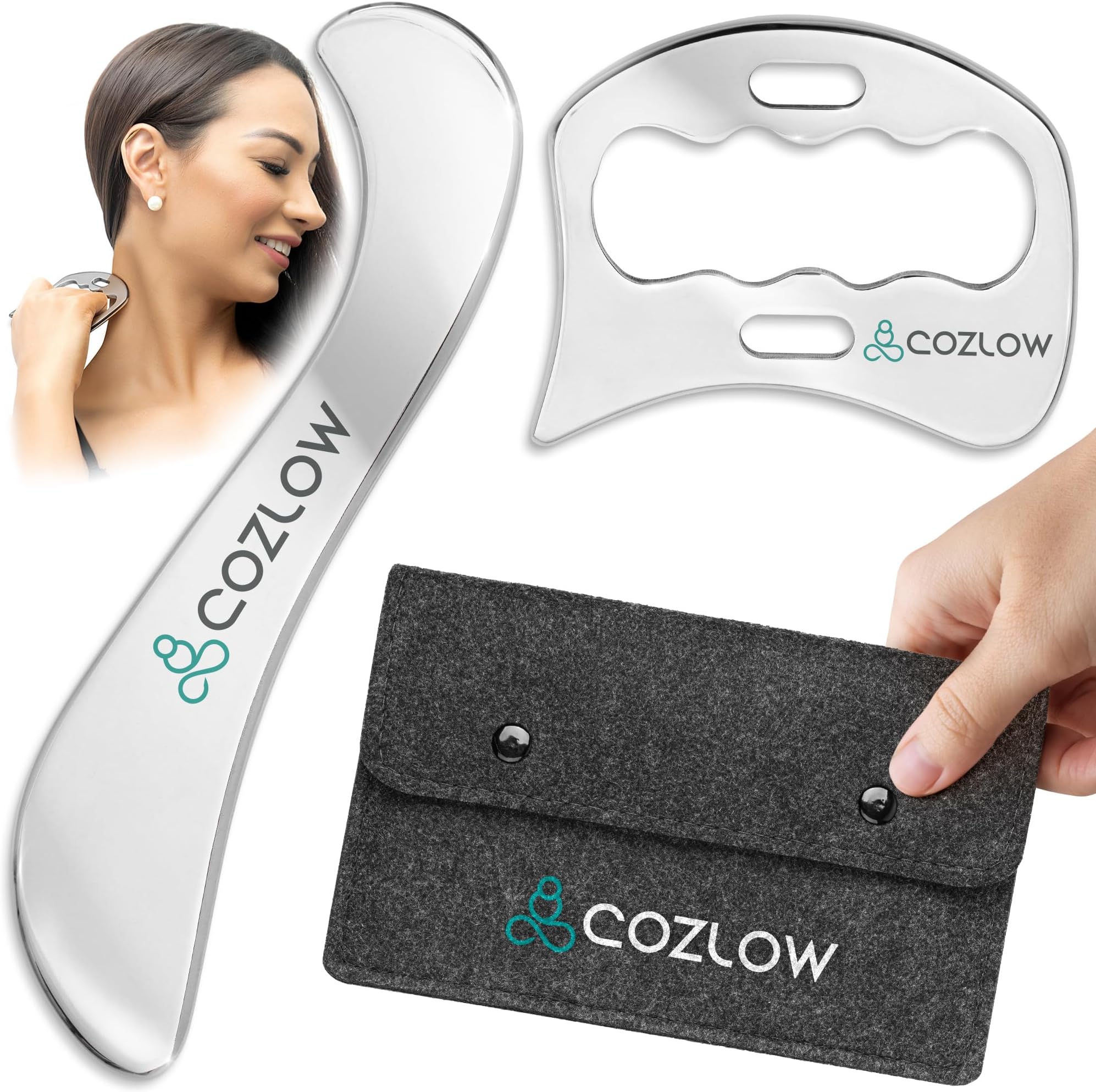 Amazon.com: COZLOW 2-in-1 Stainless Steel Muscle Scraper Tool Set for ...